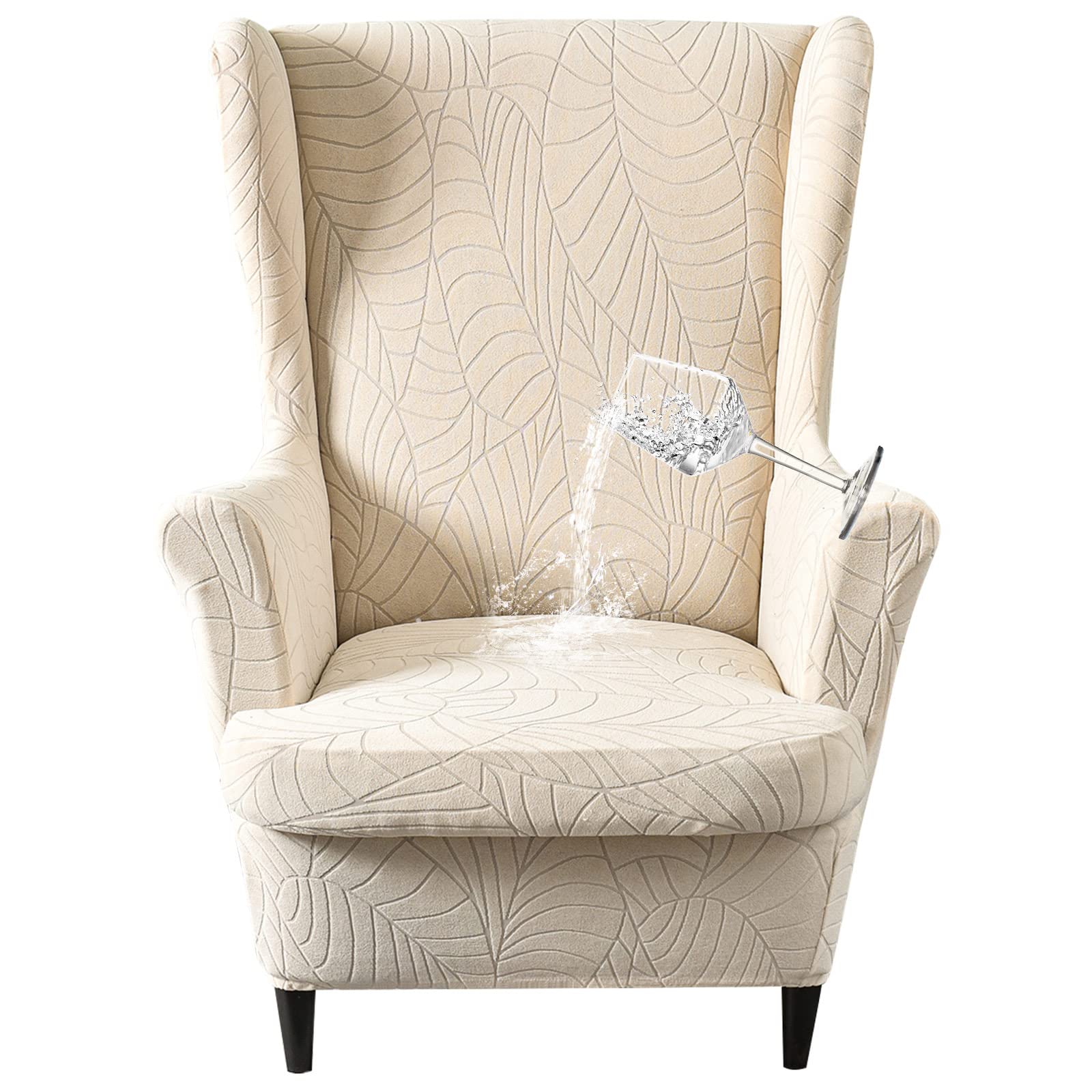 JIAN YA NA Waterproof Wingback Chair Cover