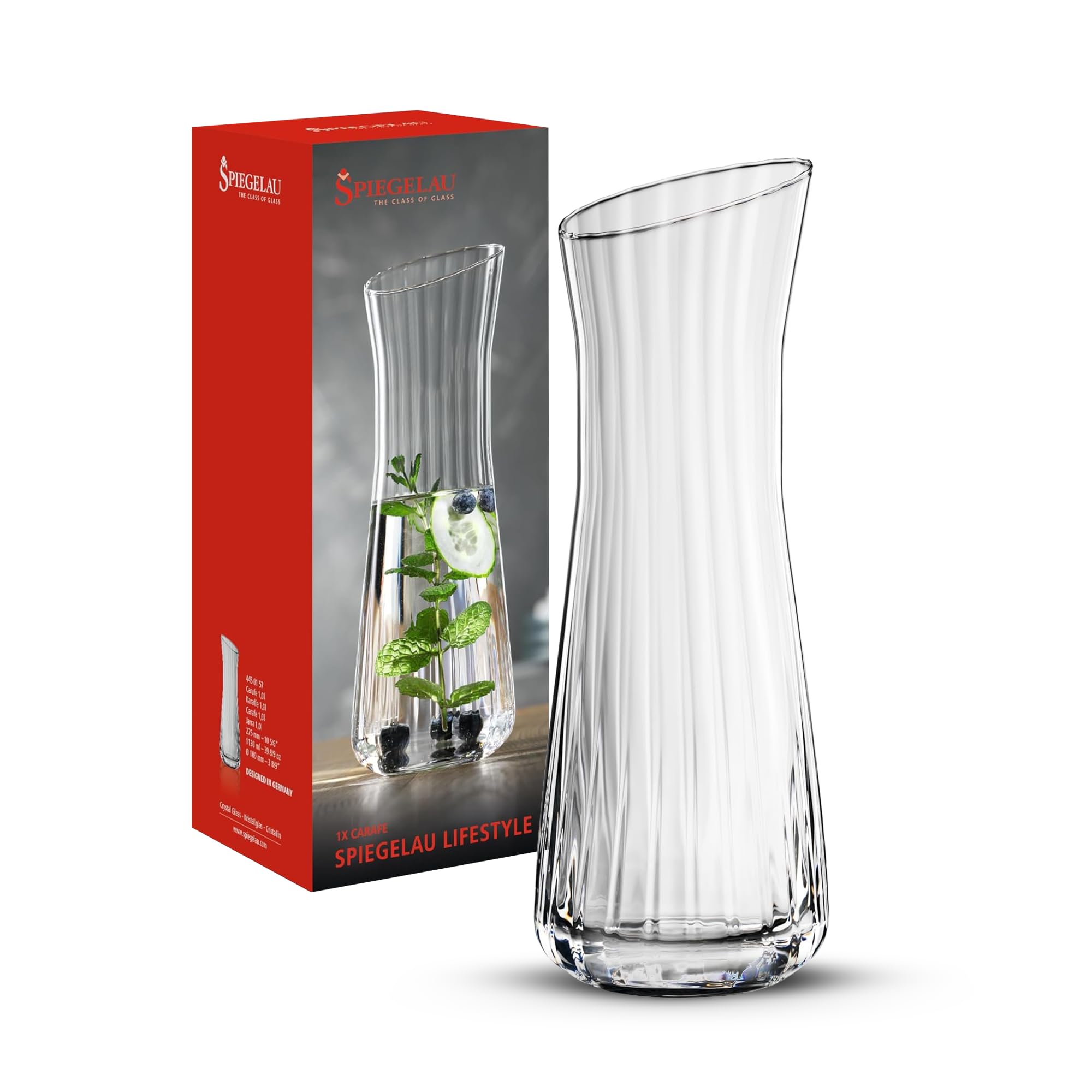 Spiegelau Lifestyle Carafe, European-Made Lead-Free Crystal Wine Decanter, Dishwasher Safe, 1 Liter