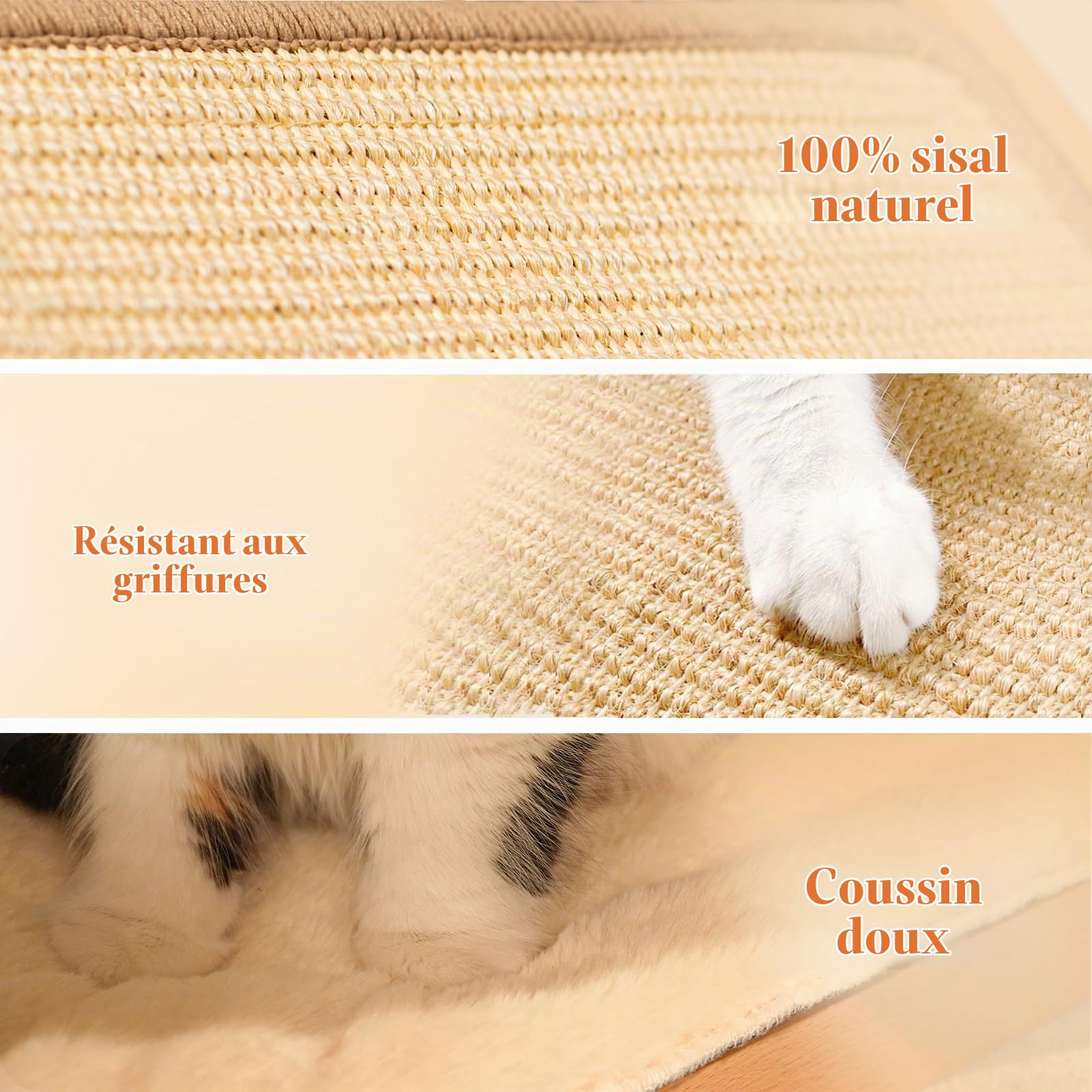 CheerPals Griffoir en sisal pour chat - Design triangulaire pliable - Bois de hêtre massif et tampon en sisal naturel - Grand 51 x 36 x 45 cm - Meubles pour animaux de compagnie pour tous les chats