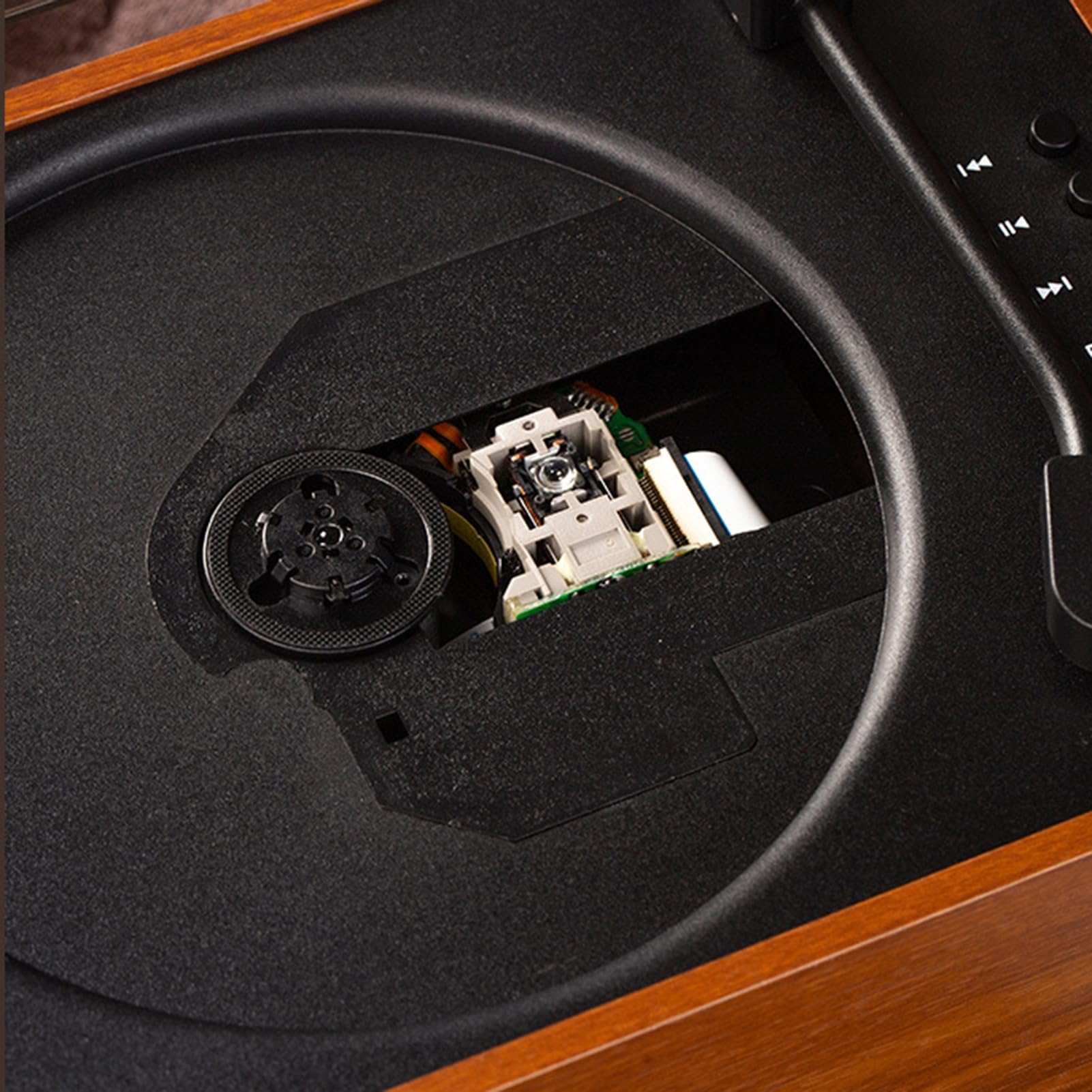 Reproductor de CD Retro con Altavoces Recargables, Compatible con CD, BT | Música para el hogar portátil compatible con Bluetooth 5.0 con control remoto, audio de madera para estudio en casa(walnut)