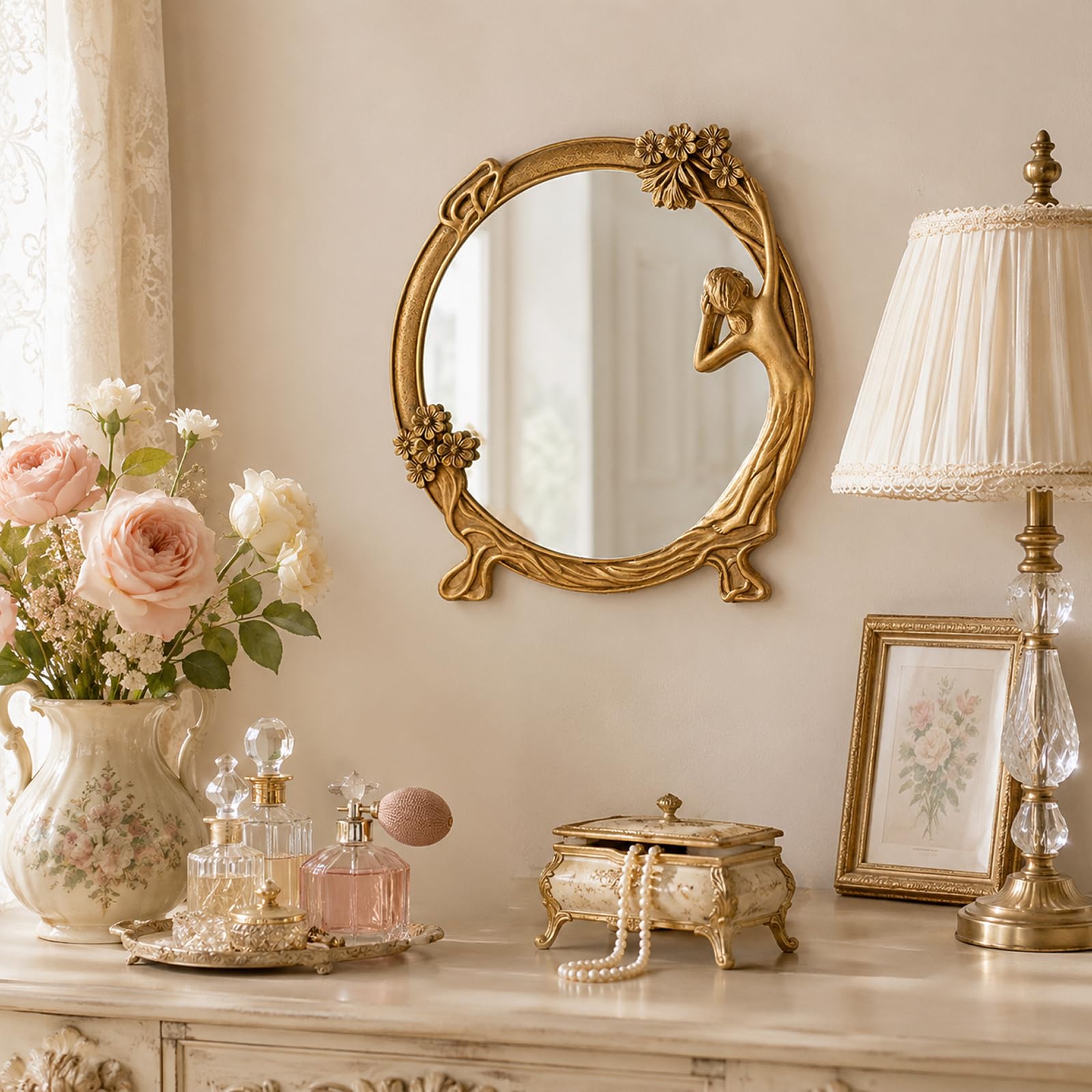 Amazon.com - Vintage Gold Mirror Wall Decor - Small Vanity Mirrors