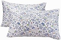 Vista 12 de Paquete de 2 fundas de almohada de algodón con diseño de flores para cabello y piel, 600 hilos, fundas de almohada Queen con cierre de sobre