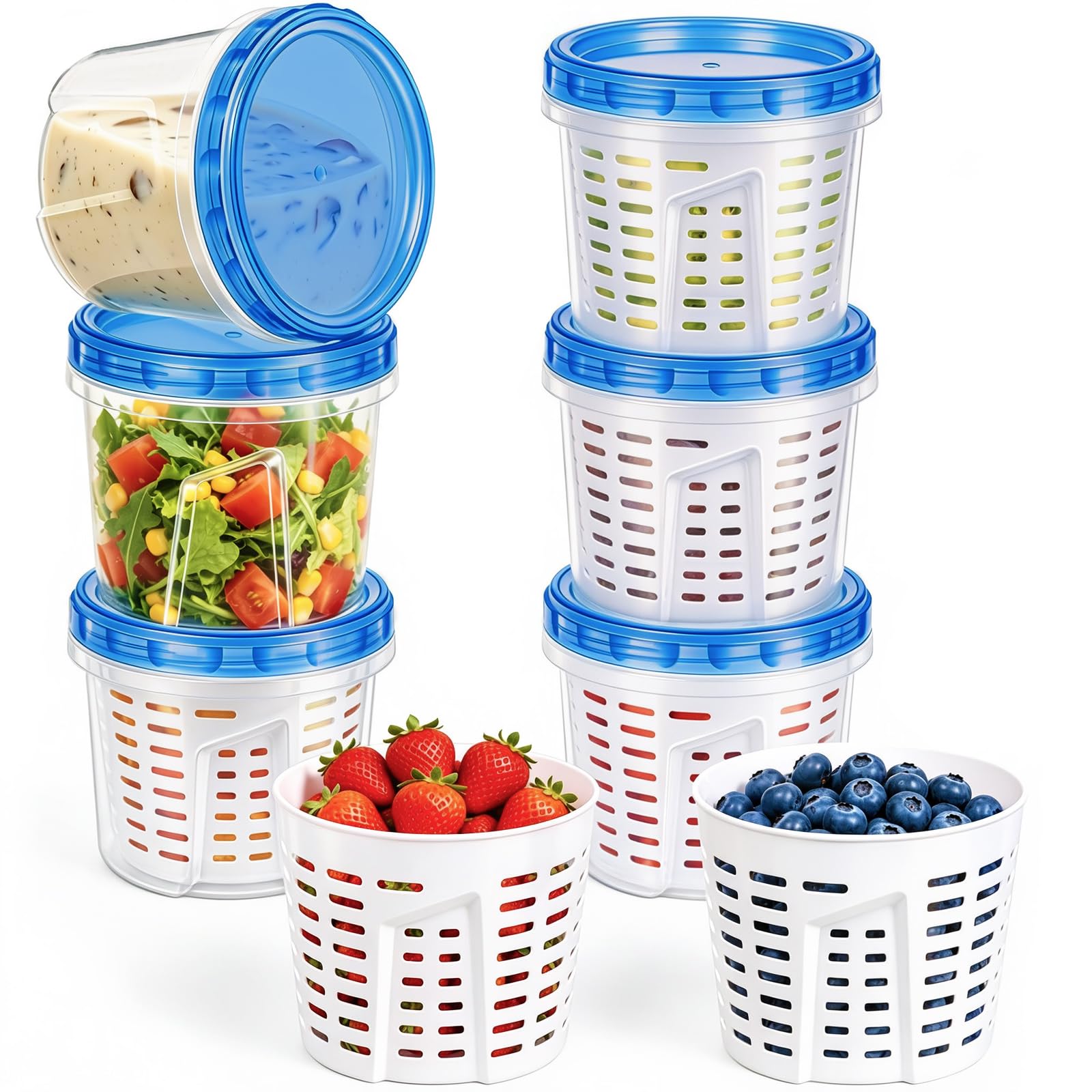 Freshmage 6-Pack 24oz Freezer Storage Containers with Twist Top Lids