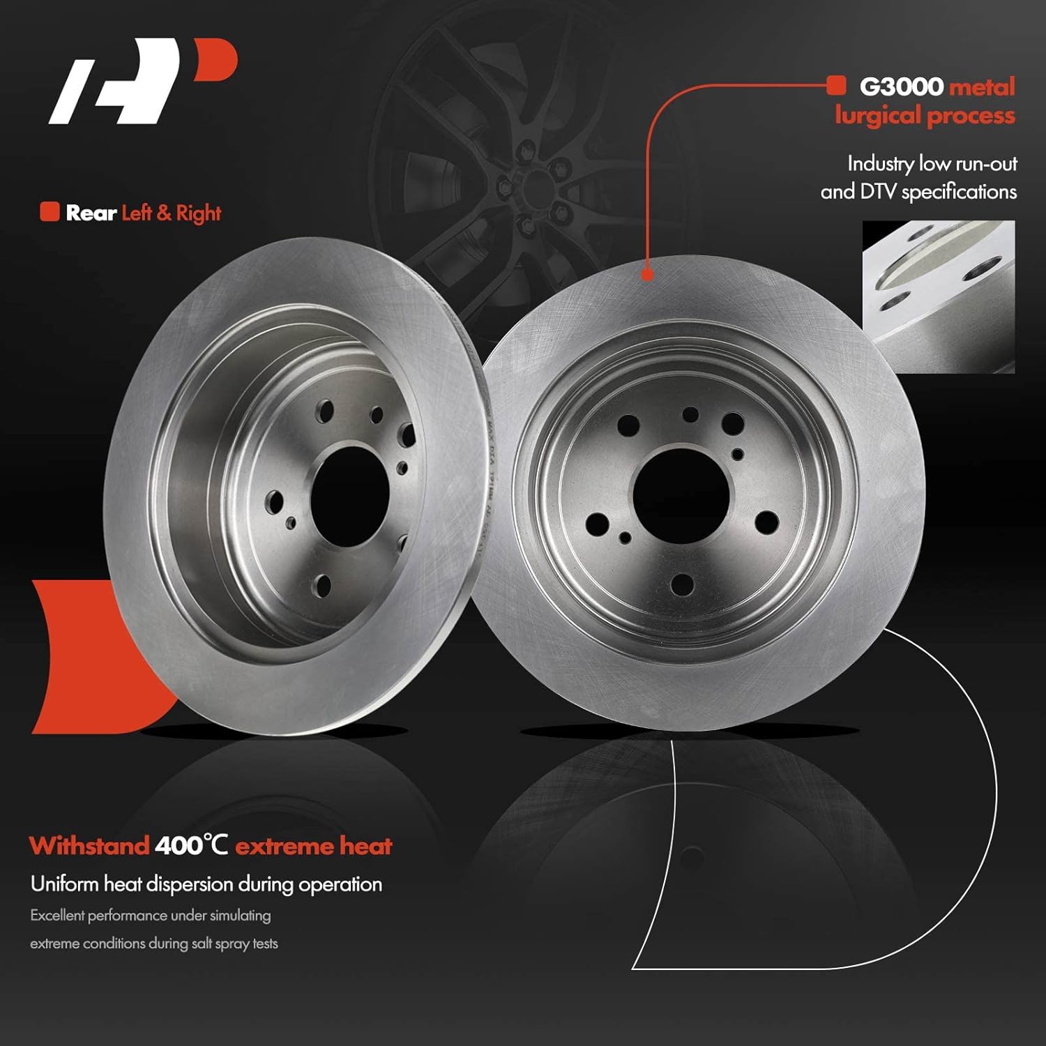 A-Premium Front Vented & Rear Solid Disc Brake Rotors + Ceramic Pads Kit Compatible with Select Toyota Models - Sienna 2004 2005 2006 2007 2008 2009 2010, 12-PC Set