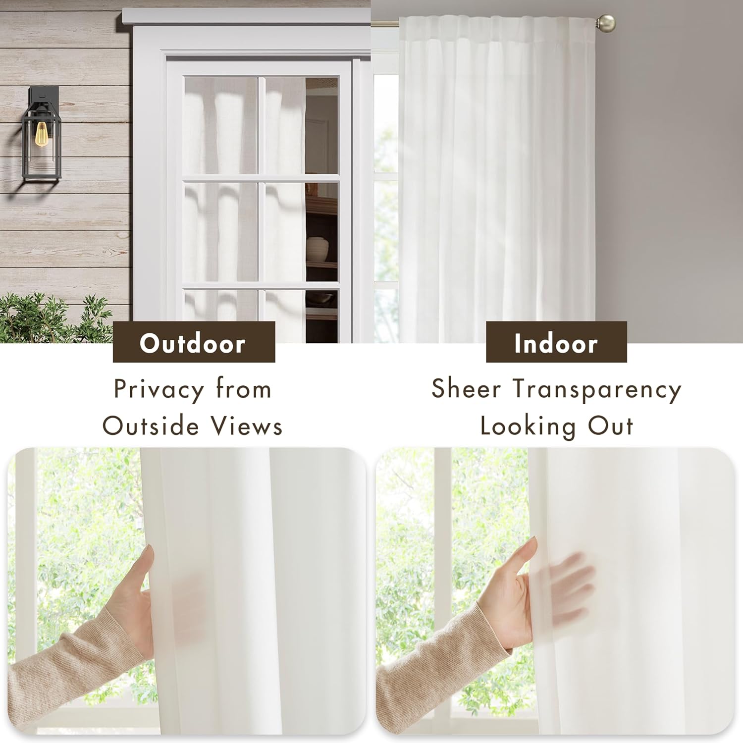 Madison Park Non-See-Through Privacy White Curtains 2 Panels, Light-Filtering Window Curtain with Back Tabs for Bedroom & Living Room, Lexus, 52" x 120"