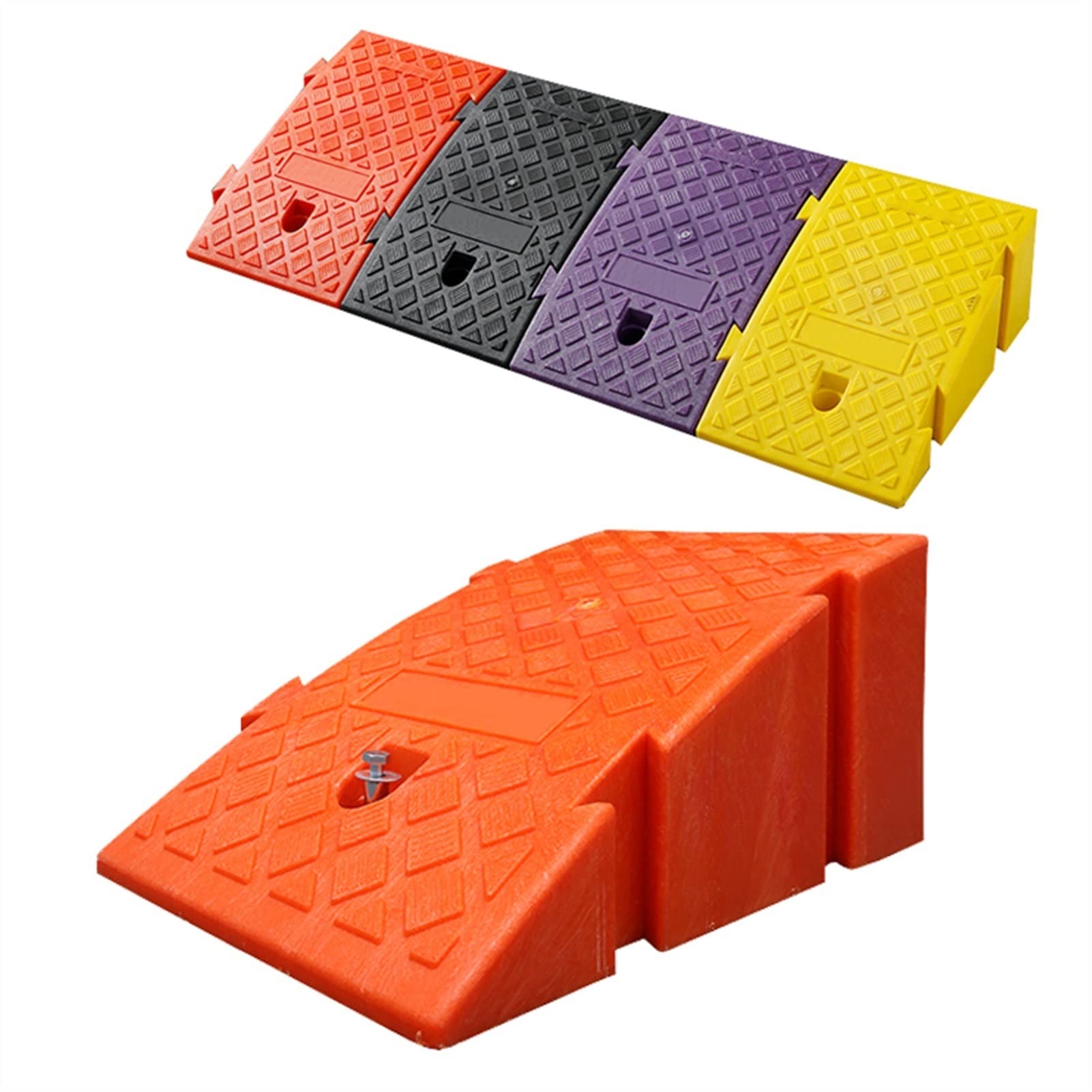 Schwellenrampe, robuste Autorampe, stabile Bordsteinrampen, für Rollstühle, Auffahrt, Laderampe, Gehweg, Auto, Roller, Fahrrad, Motorrad (Farbe: Orange, Größe: 45 x 25 x 19 cm