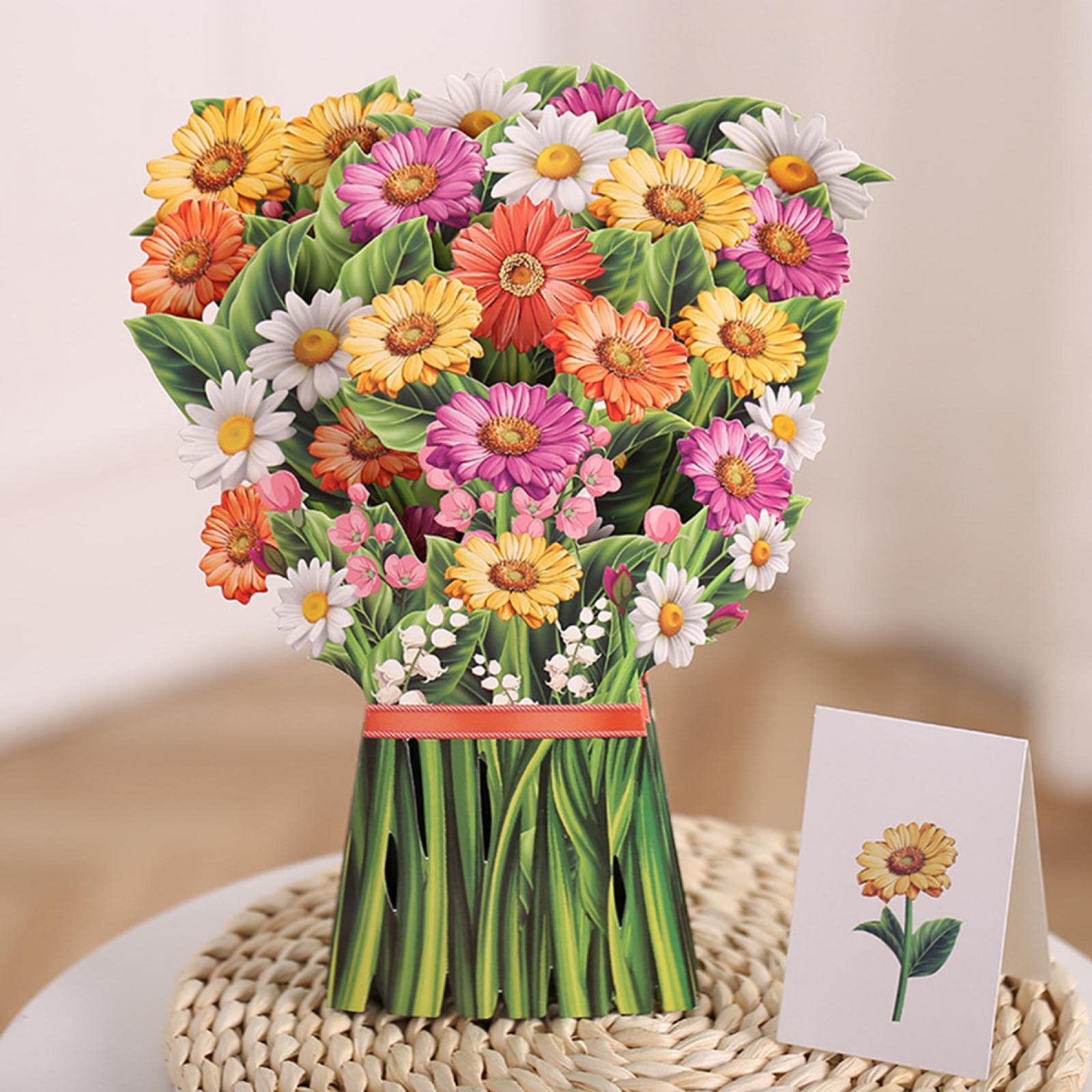 Biglietto Pop-Up 3D A Forma Di Bouquet Di Fiori – 21 Cm Con Busta E Tagliando | Regalo Per Festa Della Mamma E Compleanno Donna