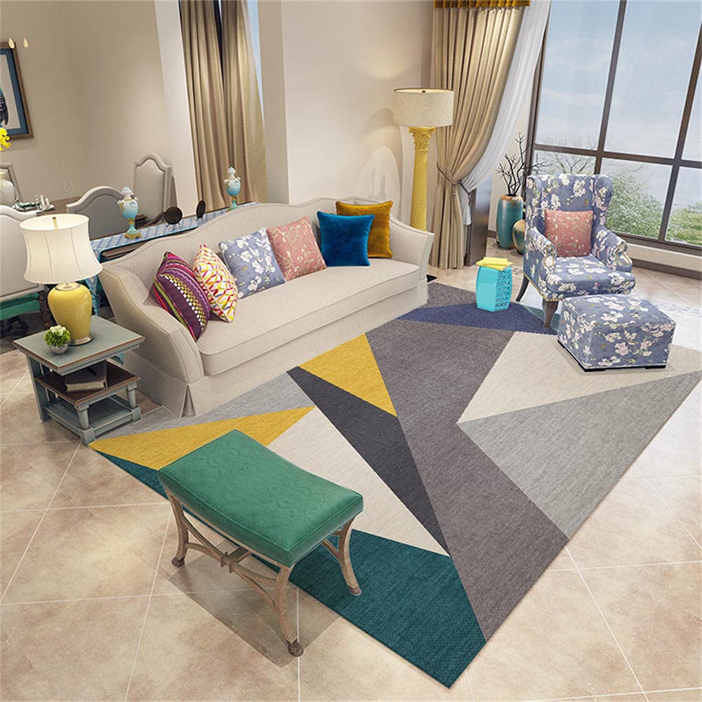 Tapis de sol Moma géométrique jaune et gris 40X60cm pour réchauffer une chambre