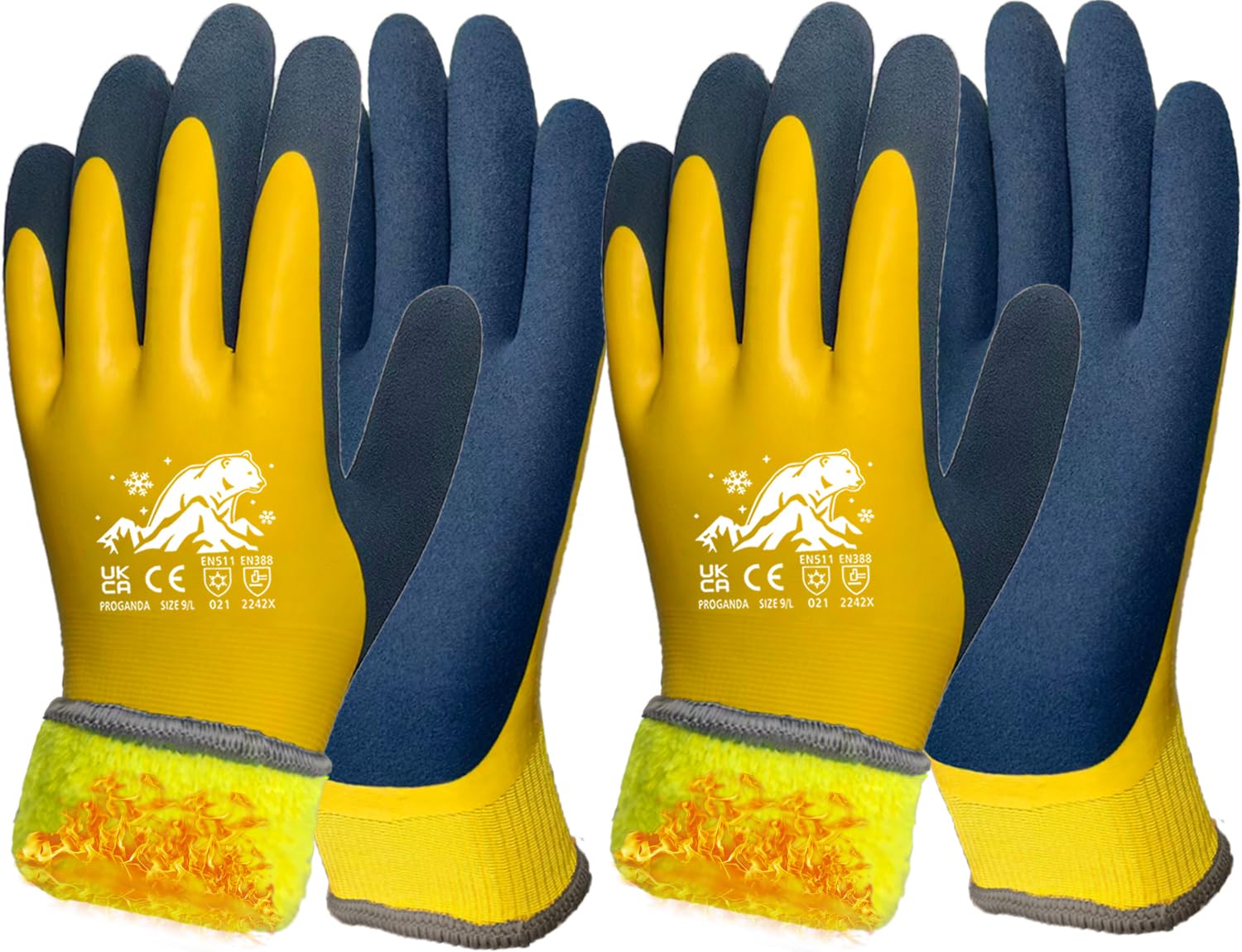 PROGANDA 2 Pairs Winter Work Gloves Waterproof Coating Superior Grip Thermal Fleece Liner Warm for Cold Weather Car Washing Gardening Fishing Snow Multipurpose — image 1