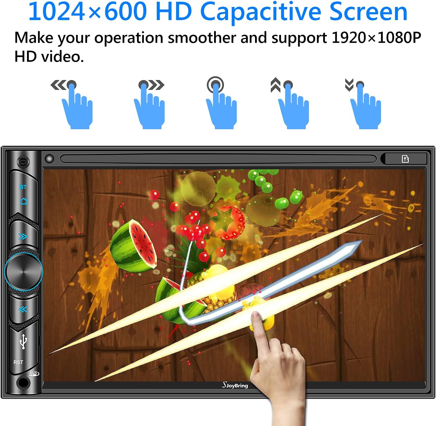 Weekly Top Sale Double Din Car Stereo Compatible with Voice Control Apple Carplay - 7 Inch HD LCD Touchscreen Monitor, Bluetooth, Subwoofer, USB/SD Port, A/V Input, AM/FM Car Radio Receiver, Backup Camera