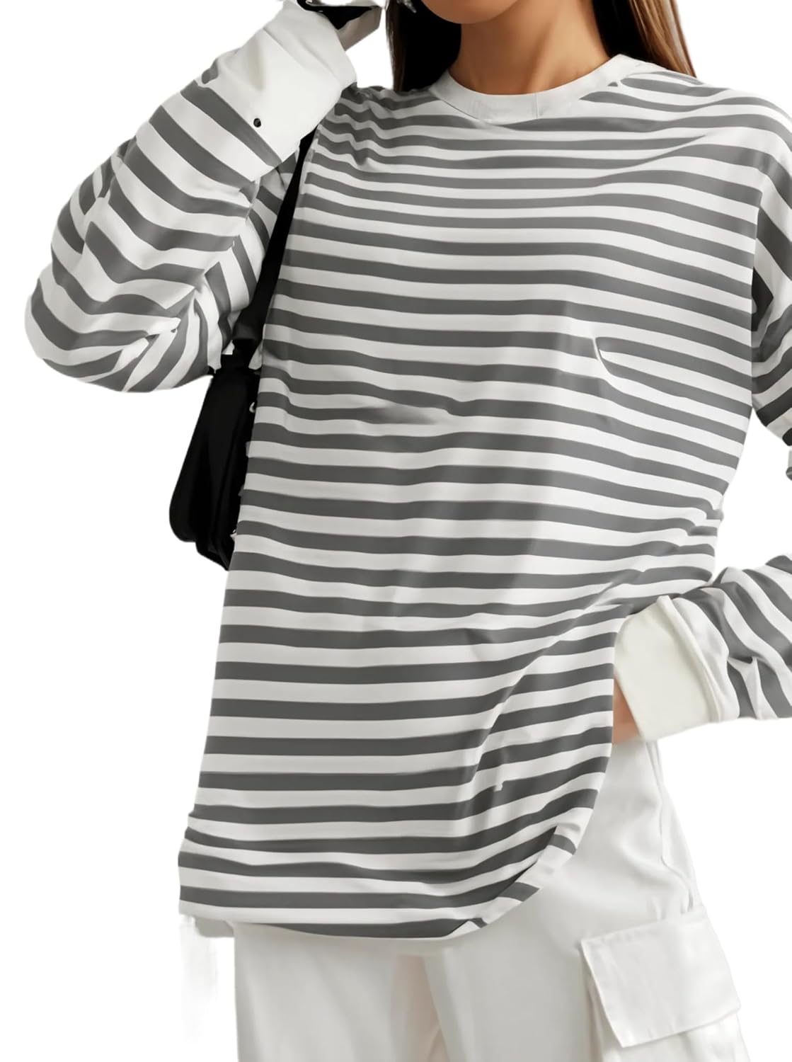 MACK JONNEY Women Striped T-Shirt || T-Shirt for Women || Full Sleeve T Shirt || T-Shirt-MACK640527
