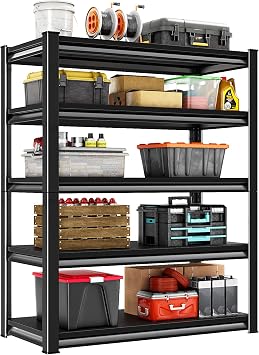 SDXYSTCE 40" Wide Garage Shelving Heavy Duty 2260lb Load Garage Storage Shelf Heavy Duty 5 Tier Metal Shelf Unit and Storage Rack Industrial Utility Shelves 40"W x 18"D x 72"H Black