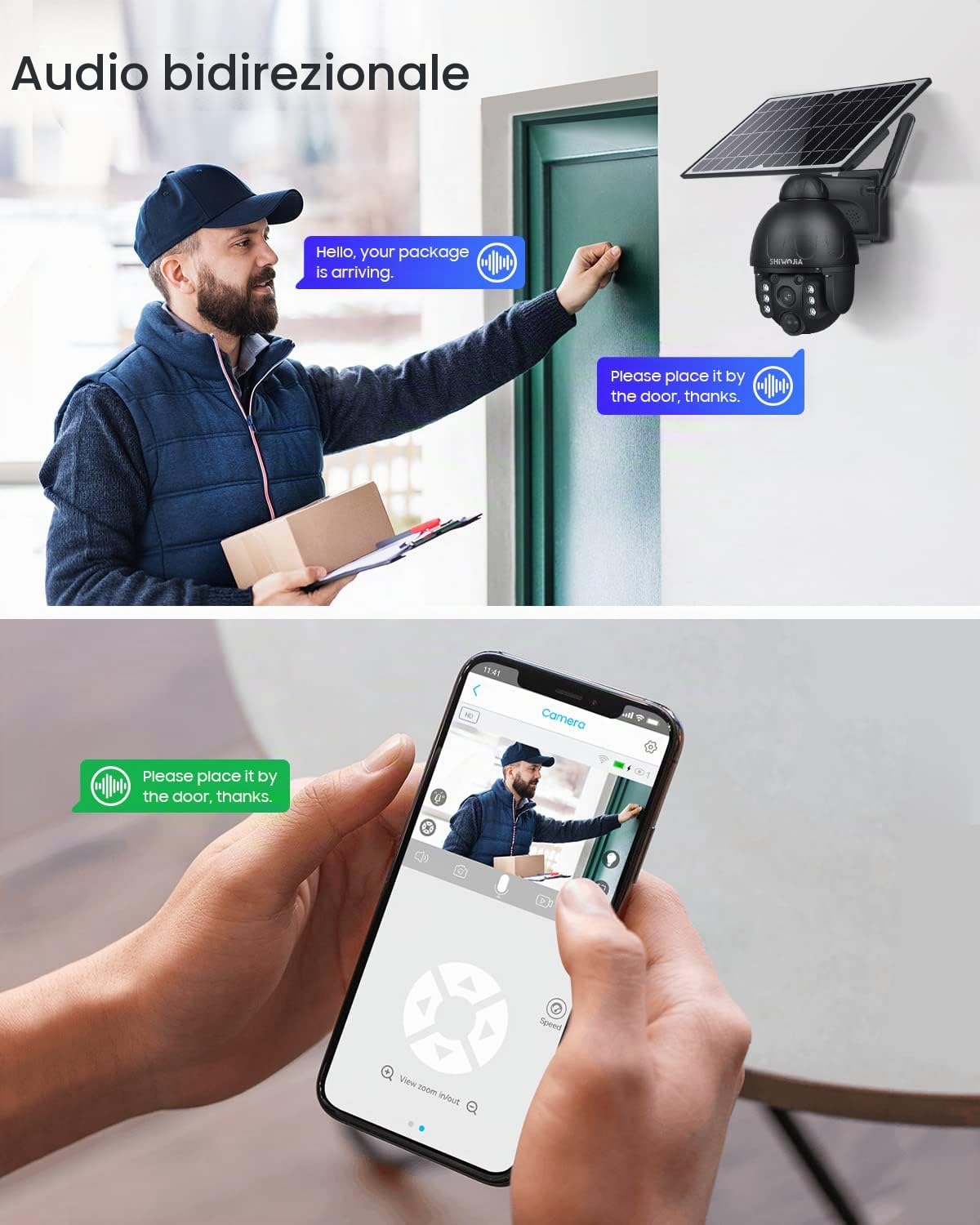 SHIWOJIA 4G LTE Telecamera Senza Fili con Pannello Solare, 2K 3MP Telecamera con SIM, Scocca in Metallo, PIR Sensore di Movimento, 355°Pan &120°Tilt, Audio a 2 Vie(non per LAN o Wi-Fi)