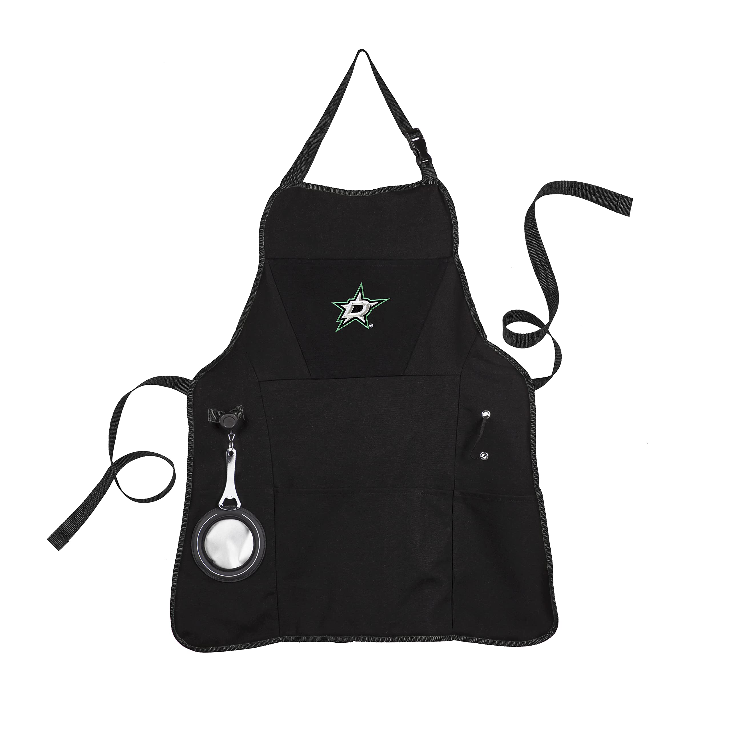 Team Sports America Outdoor NHL Black Grilling Apron | Dallas Stars | Made of Durable Cotton | Beverage Opener and Multi-Tool | Sports and Tailgaiting Apparel