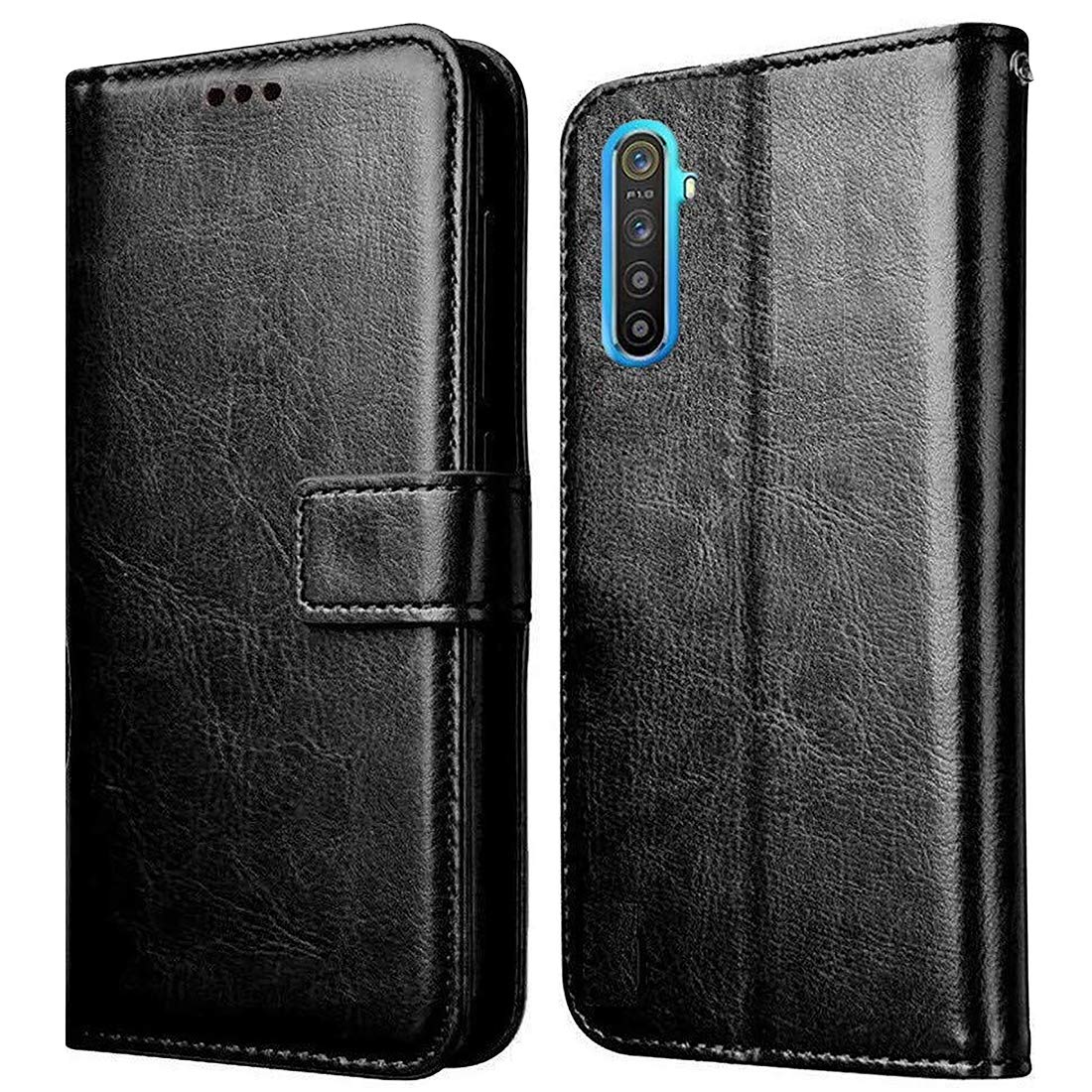 Casotec Flip Cover for Realme XT | Premium Leather Finish | Inbuilt Pockets & Stand | Flip Case for Realme XT (Black) (B084Z2LBLJ) Amazon Price History, Amazon Price Tracker