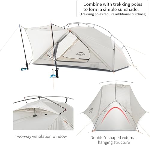Miniatura 3 de Naturehike VIK - Tienda de campaña ultraligera para 12 persona, tienda de campaña ultraligera para 1 persona, 2 personas, para una persona, tiendas