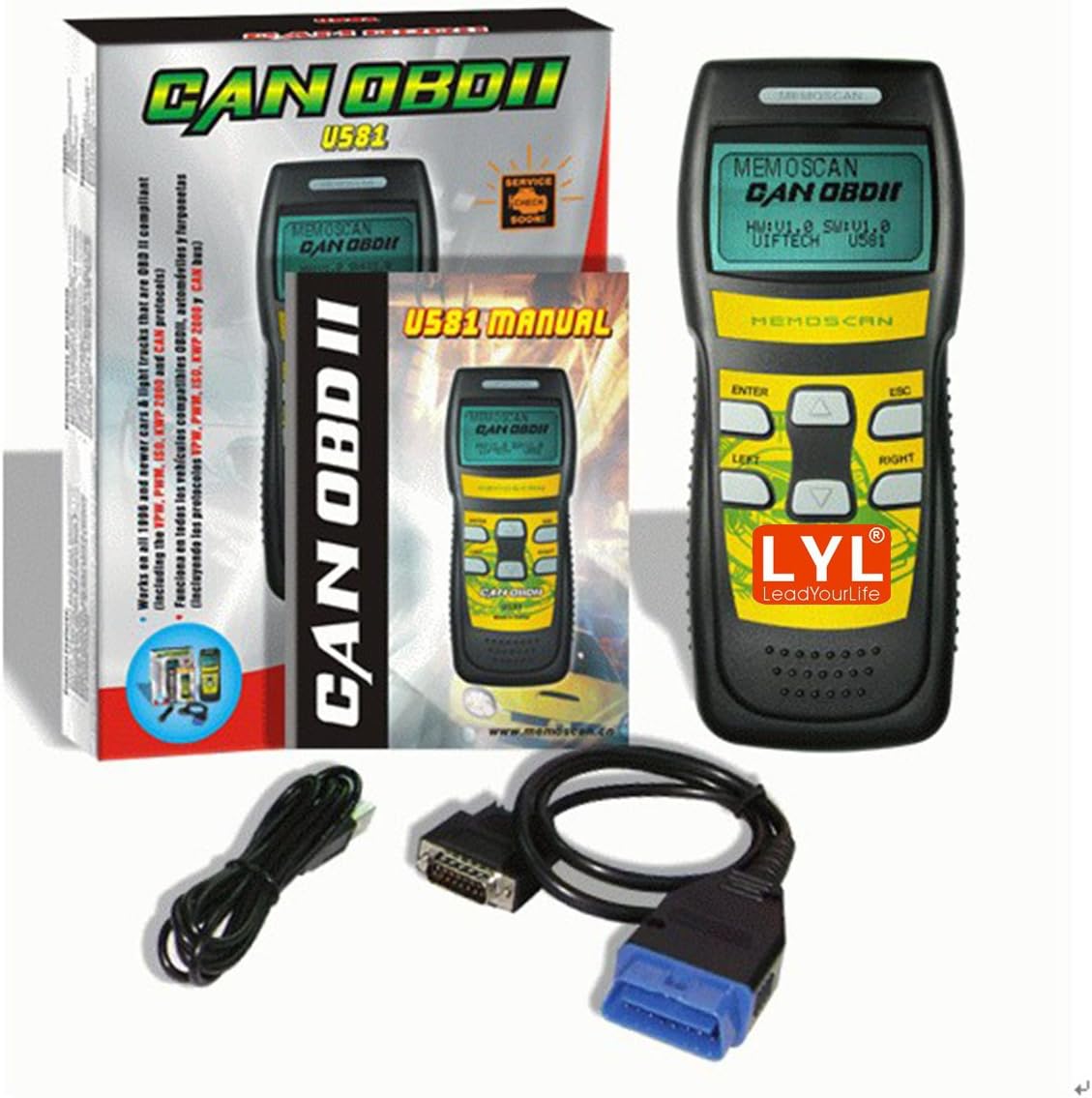 LYL U581 CAN/OBDII/EOBDII Memo Scanner(Live Data)
