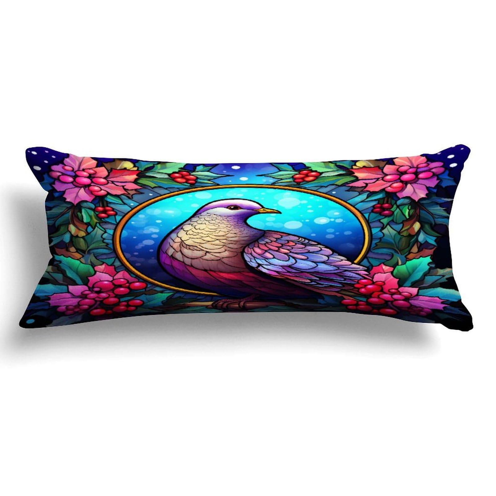 Zipped Body Pillow Case Cover,Stained Glass Christmas Decorative Rectangle Accent Long Body Pillowcase 20x54in Mother's Day Birthday Gifts Christmas for Women Girl Mom