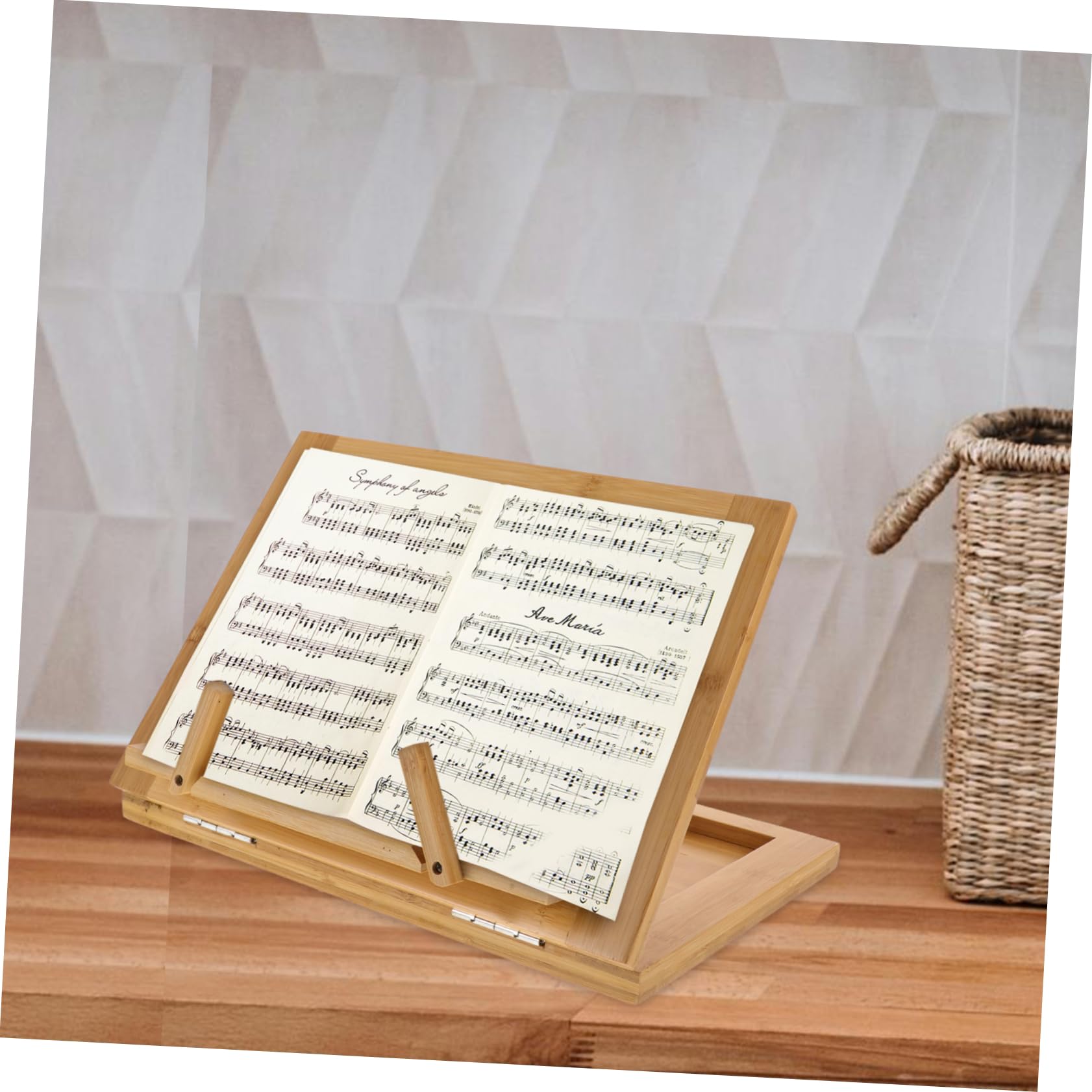 Leggio per Spartiti in Bambù Portatile Beige per Casa 1 Pz