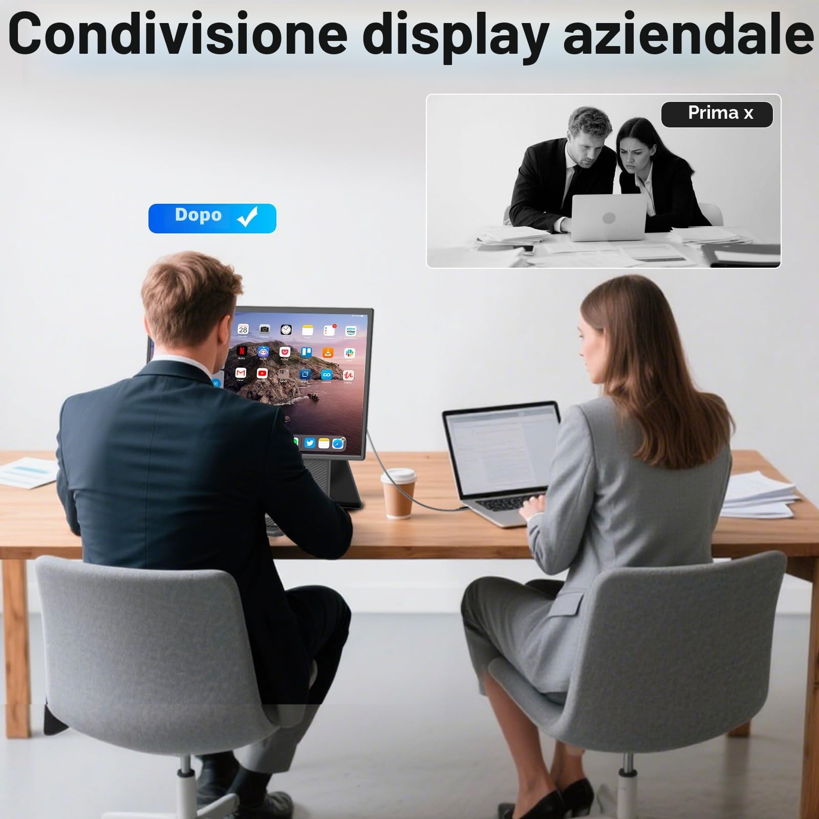 Nuovo Monitor Portatile, 24" 1080P FHD 100Hz Monitor Gaming, Schermo Portatile IPS Wide View, Monitor Ultrawide per Laptop, Desktop, MacBook, PS4 / 5 con Kickstand VESA Compatibile