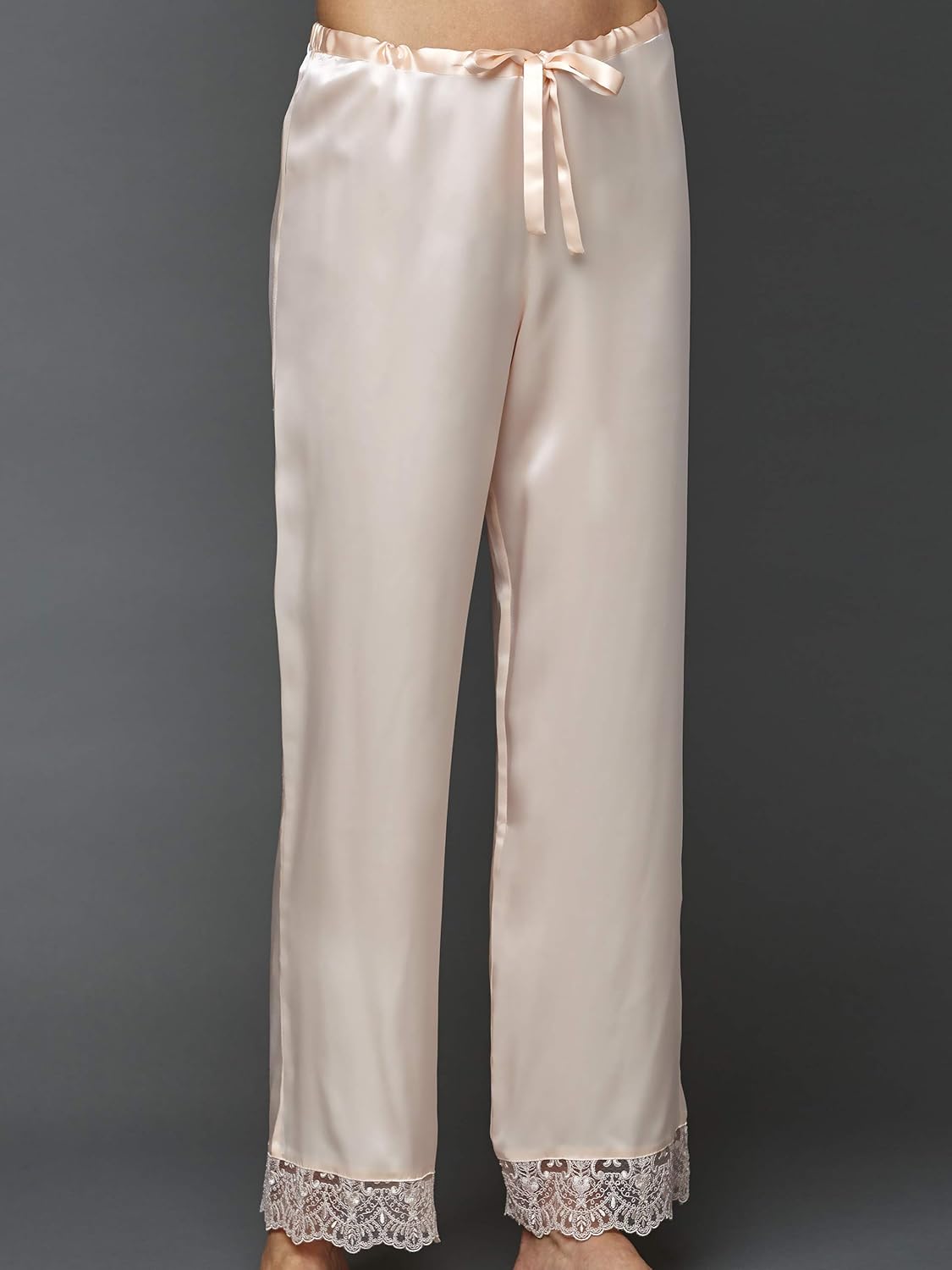 Julianna Rae 100% Silk Pajama, Lace Trim, Drawstring Waist, Relaxed Fit, Sleep-In - Image 3