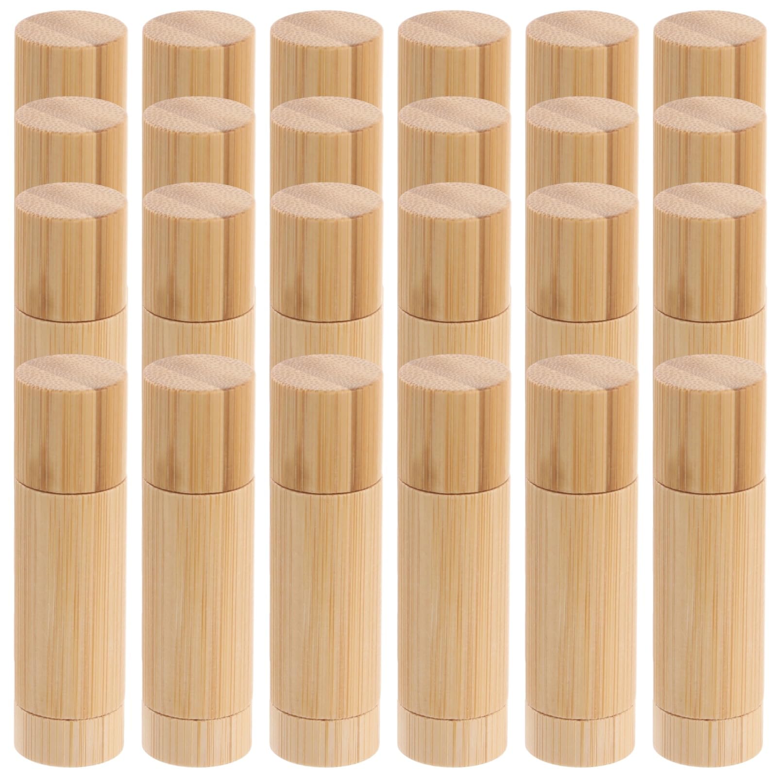 24 Stück DIY Holz Lippenbalsam Tuben Leere 5g Lippenbalsam Behälter Naturholz Lippenstift Tuben mit drehbarem Innenkern für Lippenstift Deodorant Festes Parfüm 7,6 x 2,3 cm