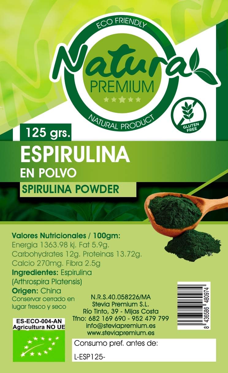 Natura Premium Espirulina En Polvo Bio - 125 gr ECOLOGICO