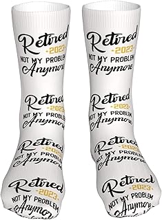 Lawenp Retired 2023My Problem Anymore Socks Funny Socks Casual Crew Socks Compression Running Sock Moisture Wicking Novelty Gifts 16 Inch