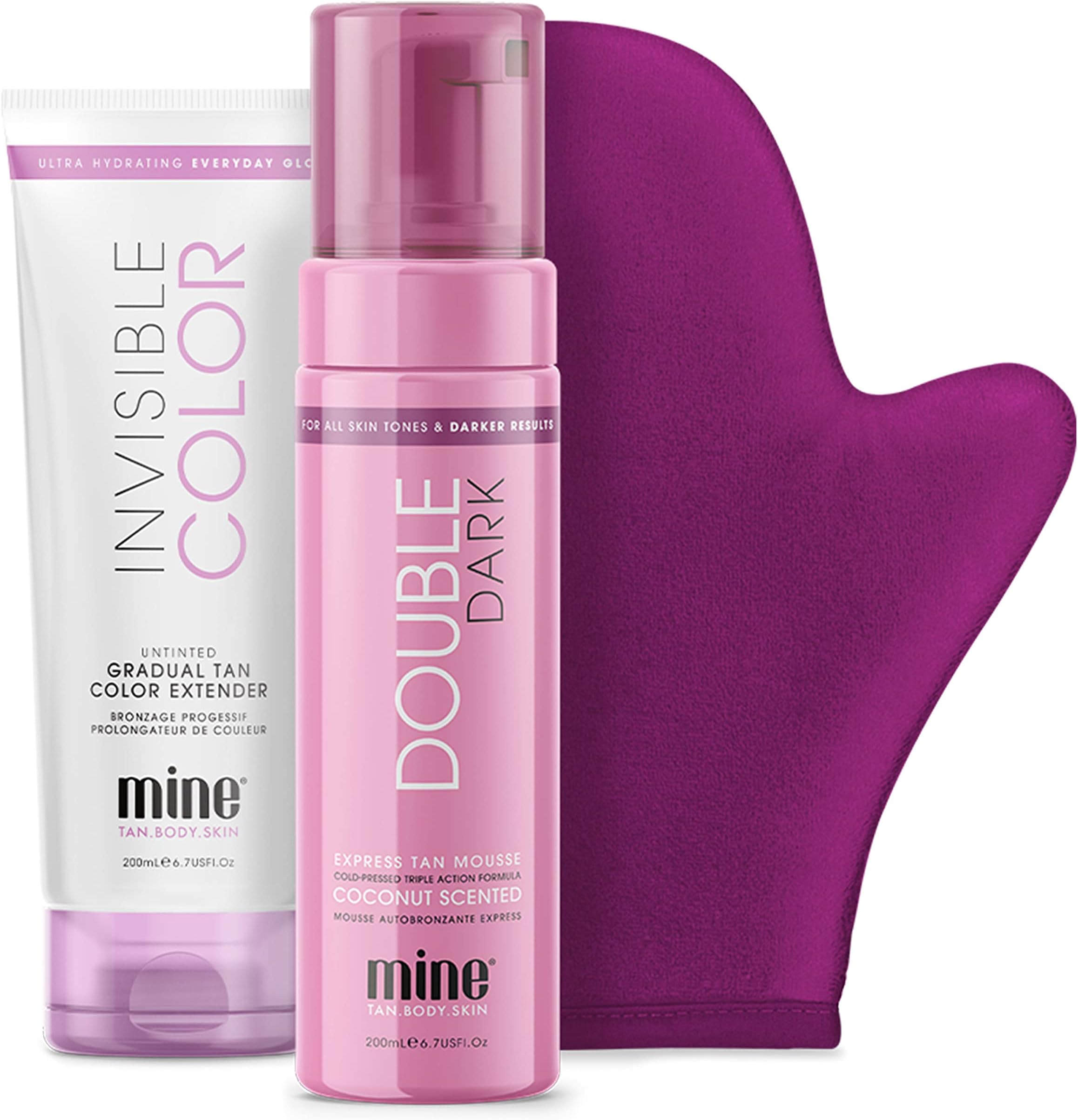 Forever Bronze Self Tan Bundle | Kit - Includes Double Dark Self Tanner Mousse, Gradual Fake Tanning Lotion, & Sunless Mitt, 1 Hour Express for a Natural Bronze Glow