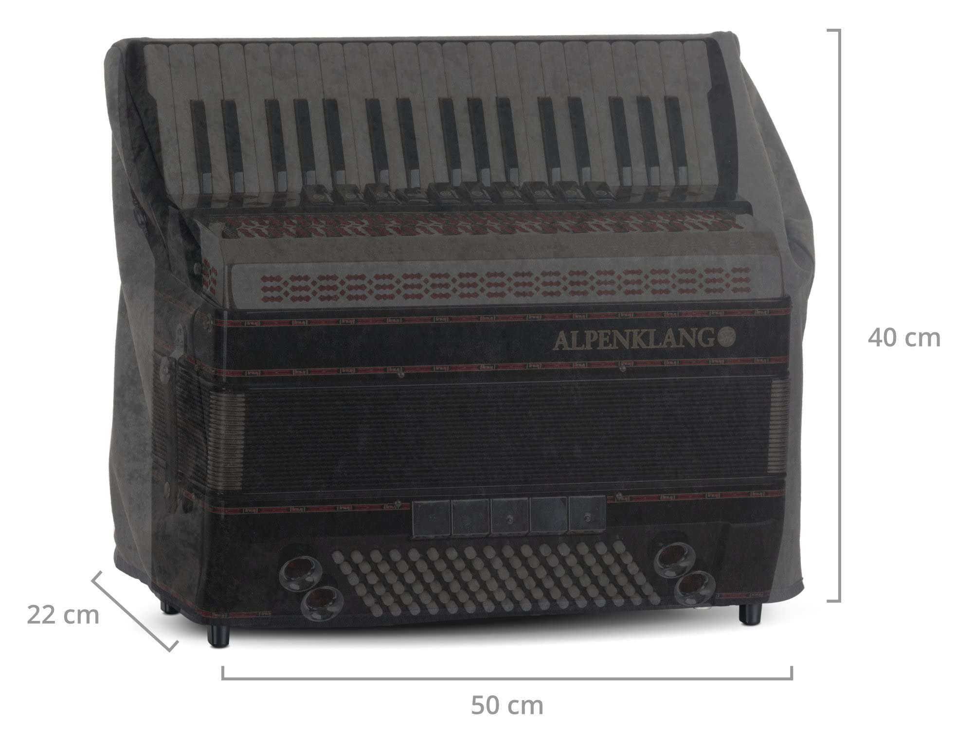 Alpenklang Housse pour Accordéon Basse 96 Noir, en Velours Noir | Housse de protection pour accordéon, Compatible avec accordéons à 96 basses, Dimensions (LxPxH): env. 50 x 22 x 40 cm