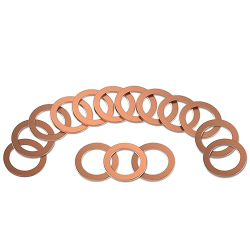 M12 - Juntas de arandela de drenaje de aceite de cobre, fabricadas en Alemania, arandela aplastante de 0.472 in, junta de tapón de aceite, arandelas