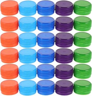 Sewroro 50pcs Plastic Bottle Caps, Mixed Color Bottle Caps Plastic Colorful Bottle Lids Caps for DIY Craft