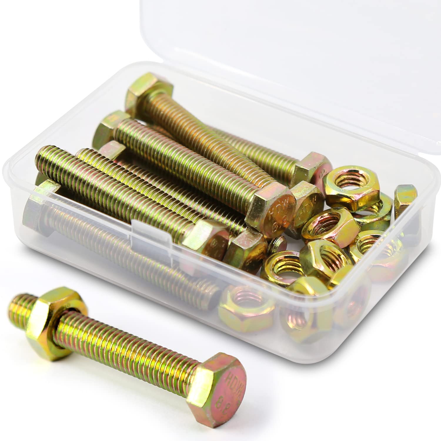 M8 x 40 mm 10 Pieces Galvanised Steel Hex Bolts Bolts and Nuts Set, Machine Screws