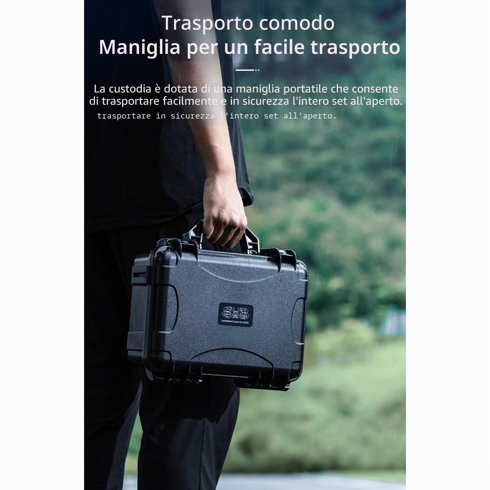 Neo Case, Custodia rigida impermeabile per il trasporto per DJI Neo Fly More Combo Valigia portatile Cross Body Box Drone e accessori Organizer da viaggio Shell, Nero , custodia per il