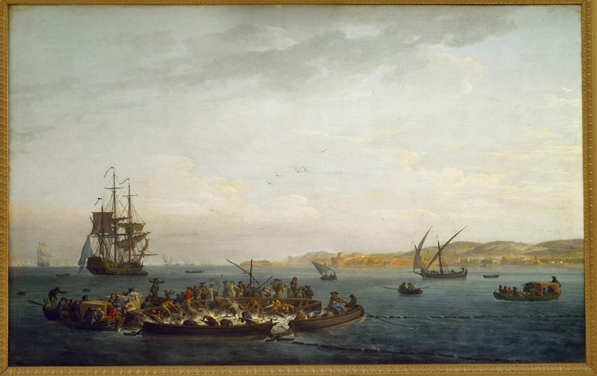 SERENDIPITP Abstract Painting Mural Print Picture Wall Decor Painting Tuna Fishing Painting by Claude Vernet Vintage Wall Artwork for Home Decor 60x90cm