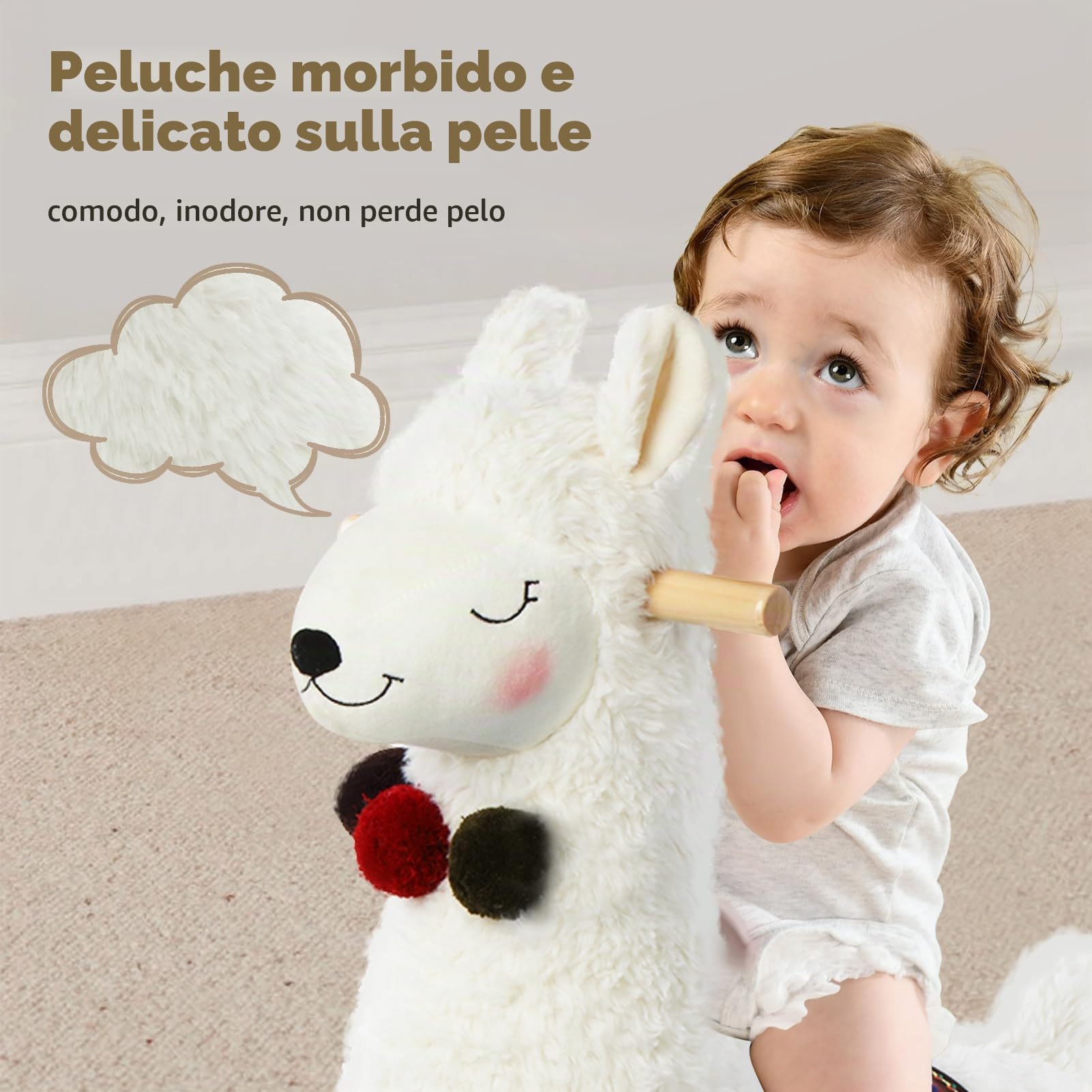 labebe Peluche a Dondolo da Bambino, Giocattolo a Dondolo di Animale farcito, Rocker di Alpaca