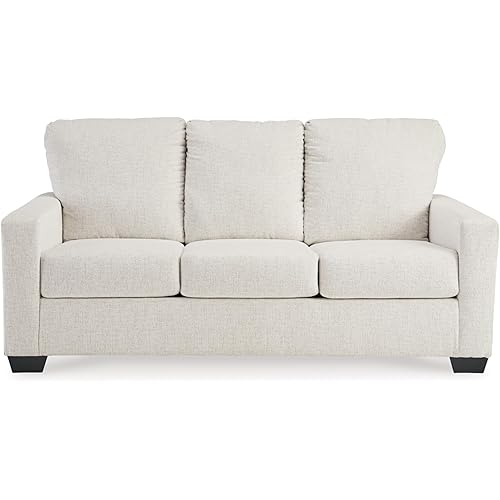 Signature Design by Ashley Rannis Coastal 2-in-1 Sofa Sleeper with Folding Gel Memory Foam Mattress, Full, White