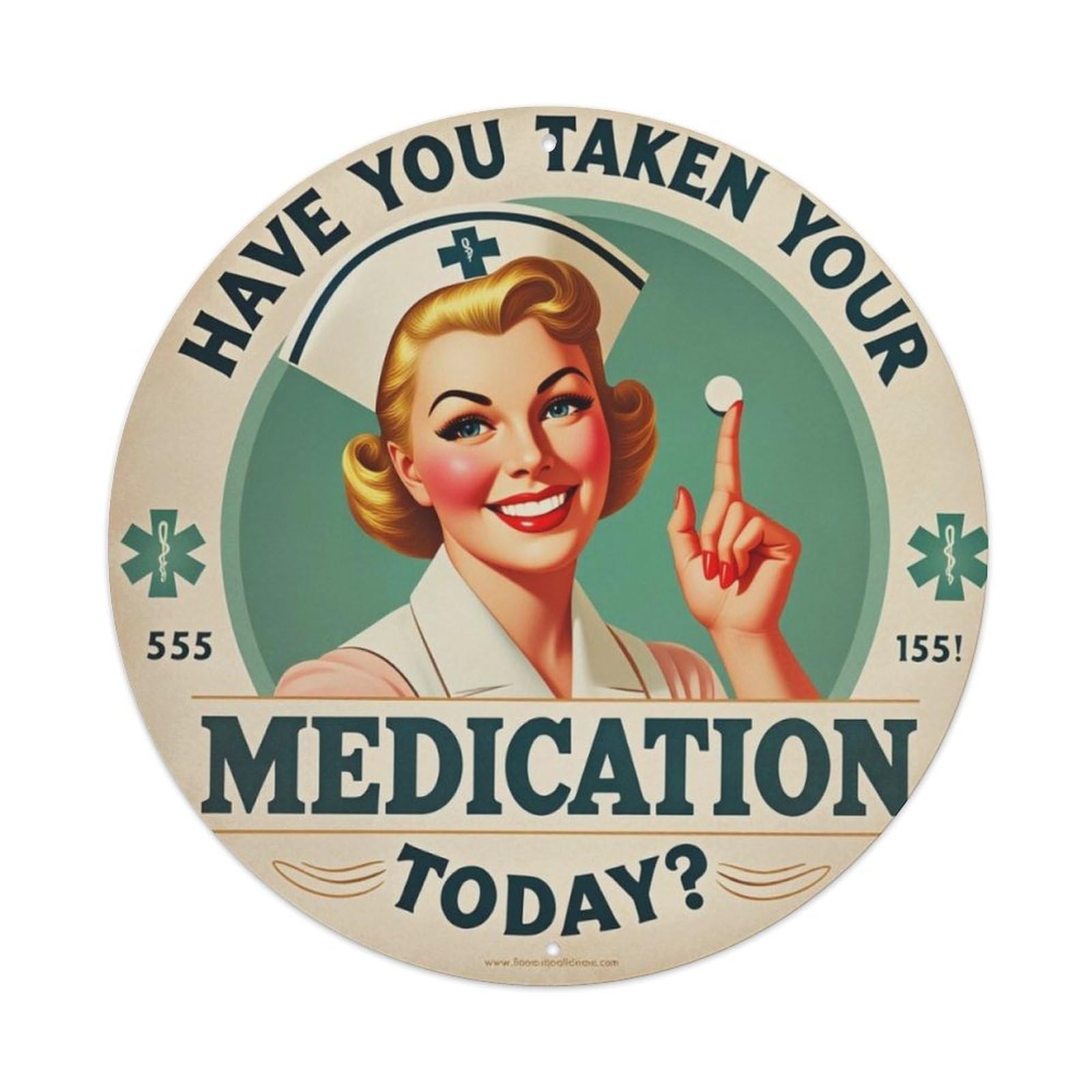 Vintage Nurse Funny Medical Reminder Round Decor Sign Vintage Aluminium Metal Sign, Retro Wall Decor for Home, Bar, Garage & Farmhouse 20x20cm