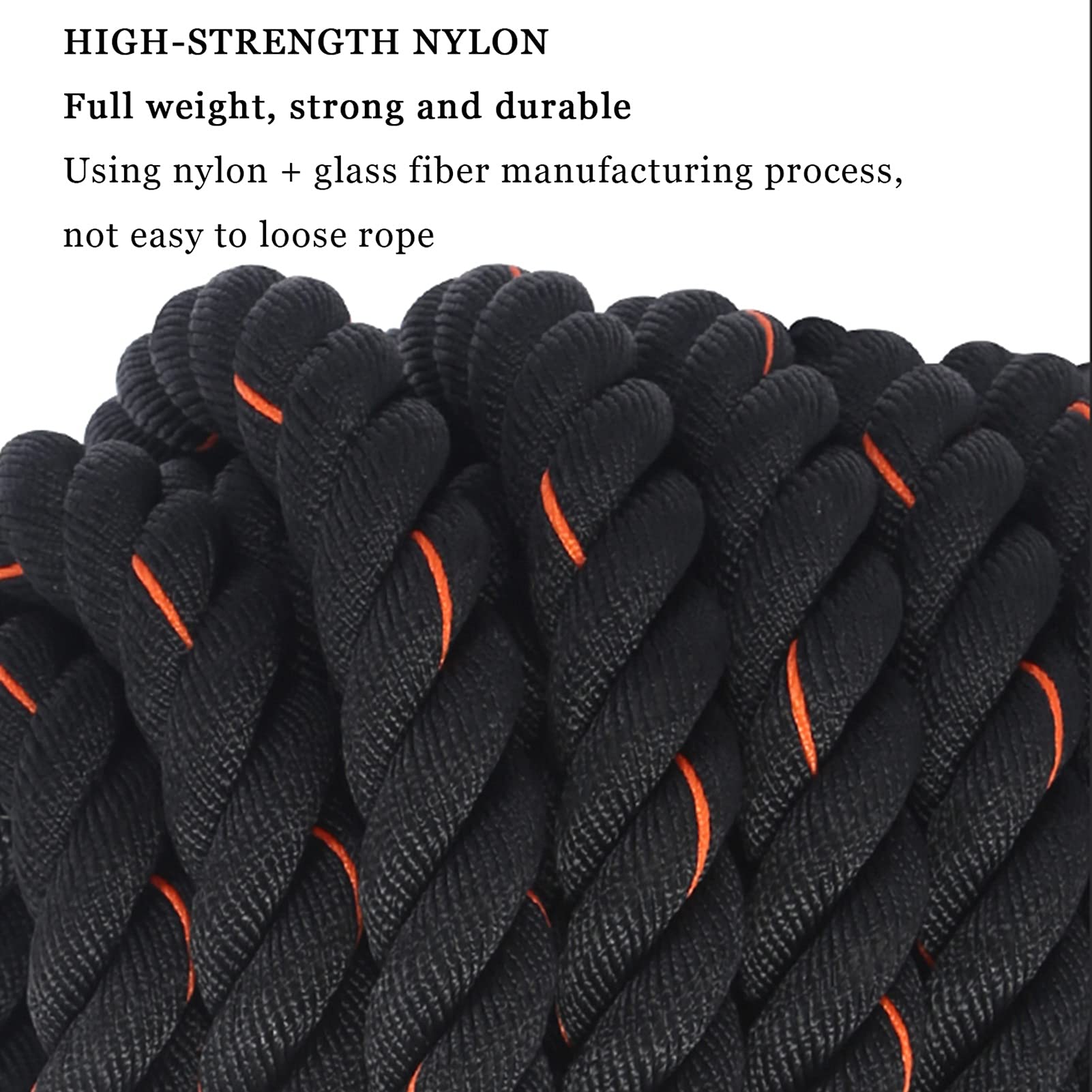 Battle Rope, Poly Dacron Übungsseile, 1,5 Zoll Durchmesser 30/40/50 Fuß Länge, Übung Training Gewichtetes Seil für Kraft- und Konditionstraining (Size : 15m)