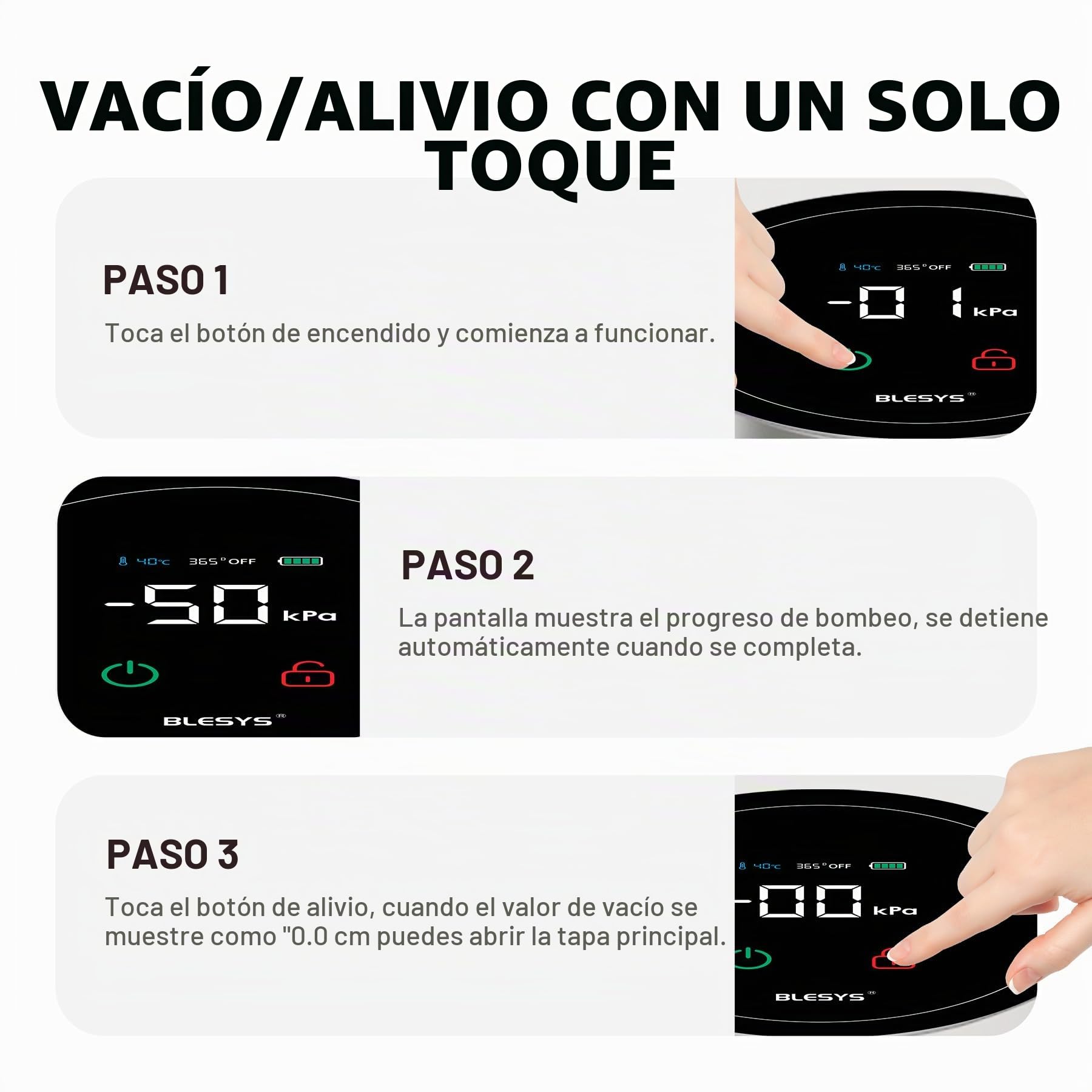 BLESYS Recipiente inteligente para café al vacío, Recipiente automático de acero inoxidable hermético con pantalla LCD, función de frescura con un solo toque, indicador de fecha (1.8L, plata)