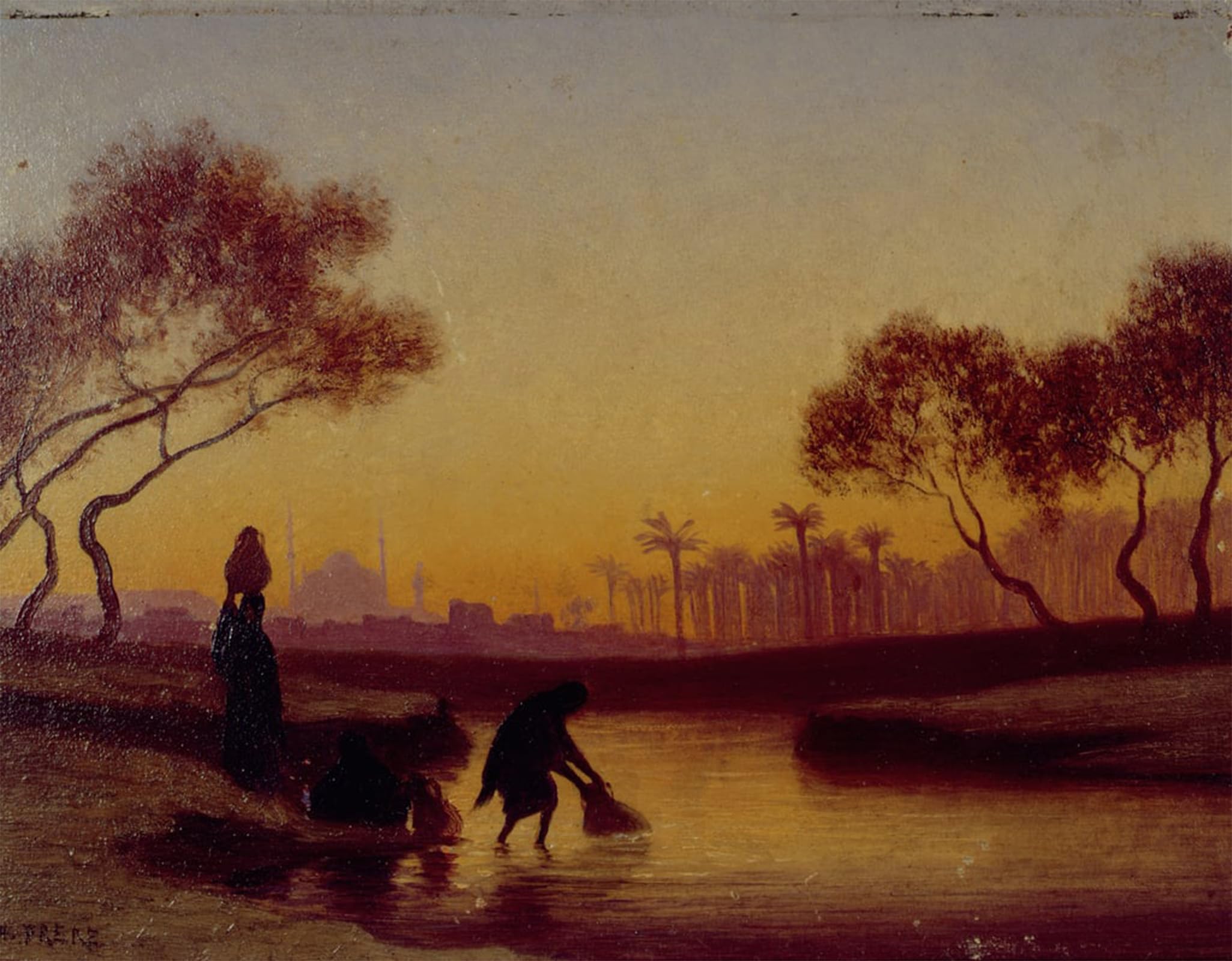 SERENDIPITP Retro Picture Poster Wall Art Pictures Painting Collecting Water From the River by Charles Theodore Frere Wall Art Canvas Print for Wall Decor 60x90cm