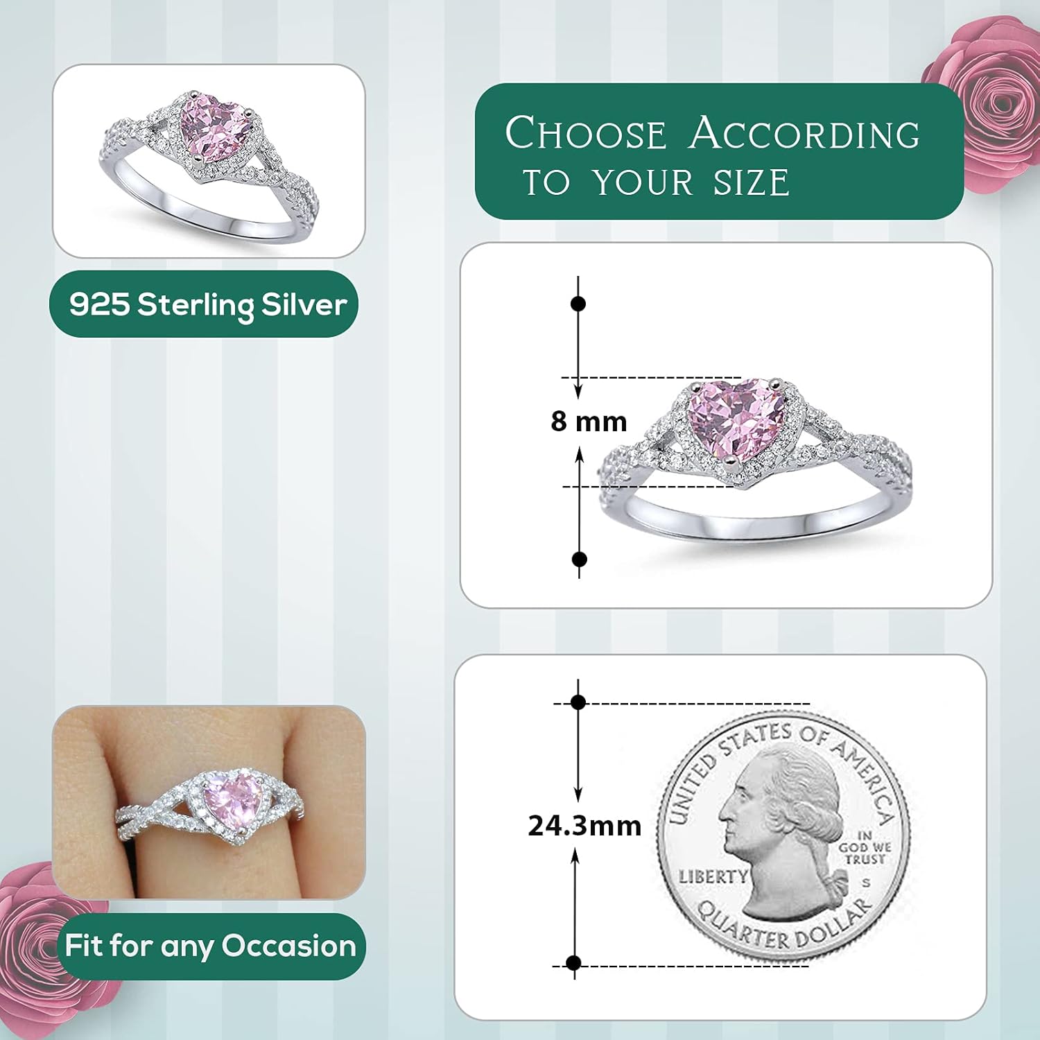 CloseoutWarehouse Cubic Zirconia Infinity Heart Promise Ring Sterling Silver (Comes in