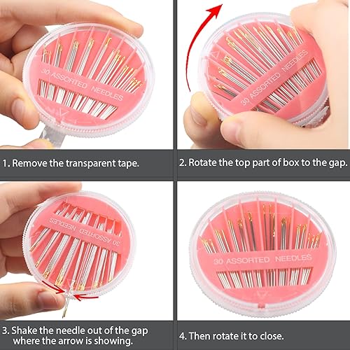 Miniatura 4 de Hekisn 30 agujas de coser a mano de alta calidad, 6 tamaños, 30 unidades, agujas de coser surtidas, agujas de coser grandes para reparación de