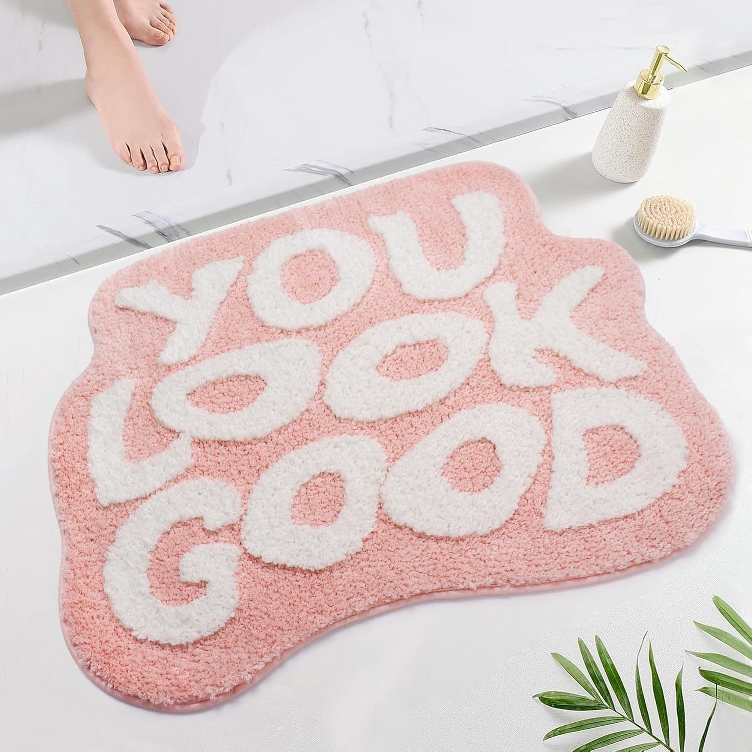 GYFGRTQ Long Bath Mat for Bathroom Humorous Runner Rug for Bathtub Dorm Shower Modern Decorative 20x60 Inch, Pink, 28"x21"