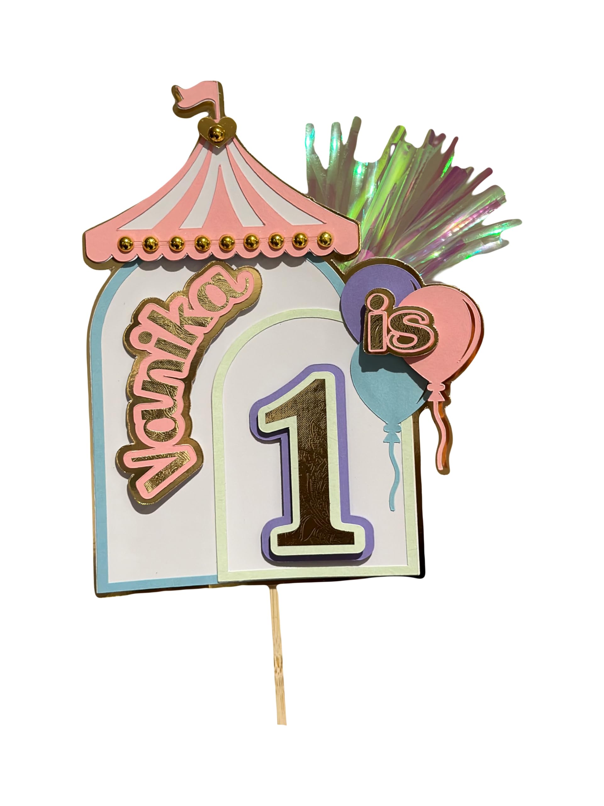 Craft My Dream personlized rainbow carnival, themed cake Topper