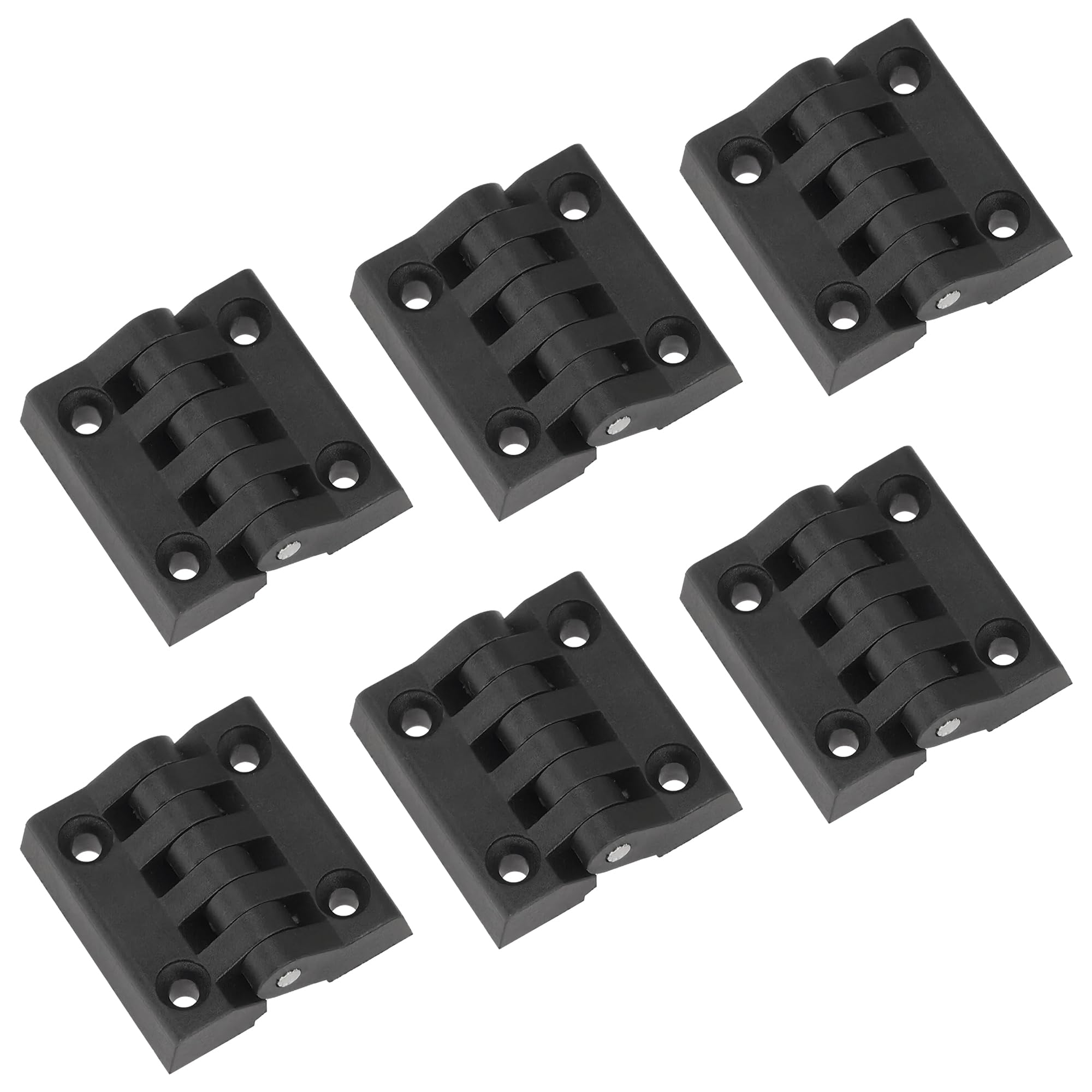 6 PCS Nylon Hinges – Cabinet Door Bearing Hinge, Black Plastic Hinges (39 * 39mm)