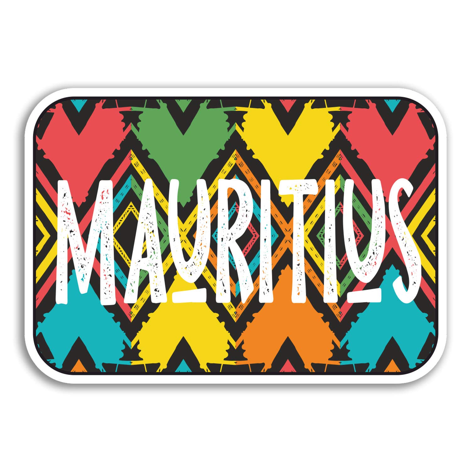 Destination Vinyl Ltd Multi 2 X 10Cm Mauritius Africa Vinyl Stickers - Tribal Travel Sticker Luggage #18860 (10Cm Wide)