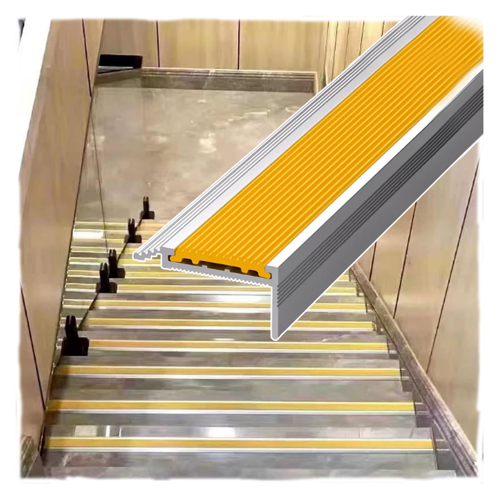 Bordure d'escalier en marbre et métal pour une finition haut de gamme
