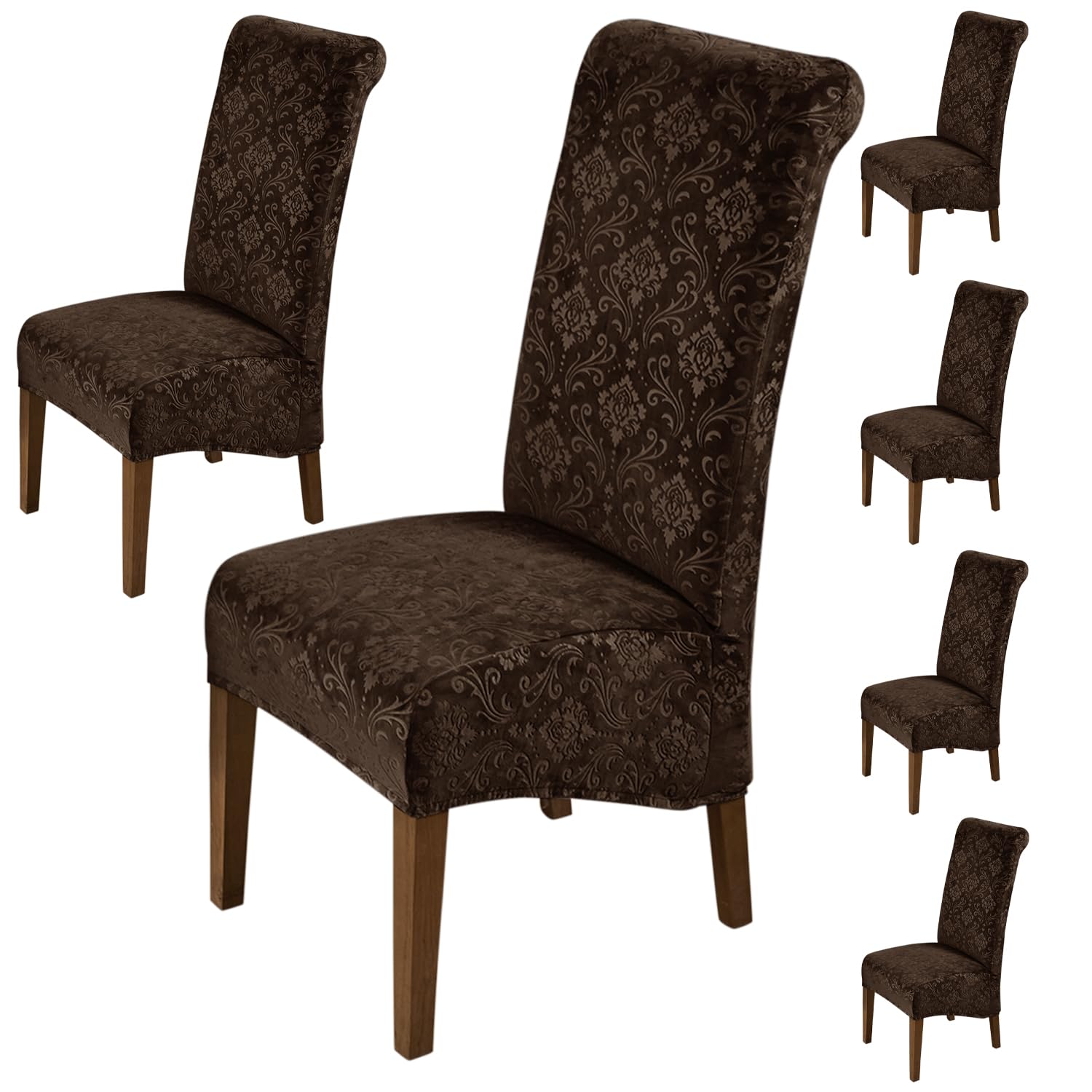 Velvet Dining Chair Covers - Set of 6 -1