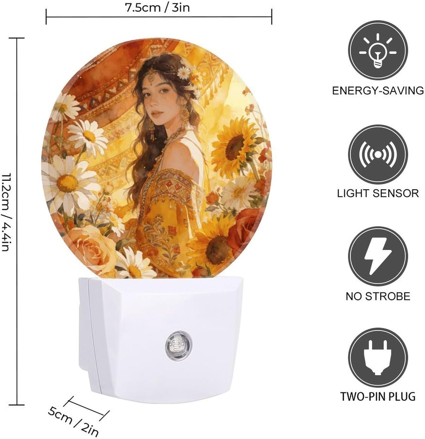 Boho Florals Decoration Night Lights Plug Into Wall image 2